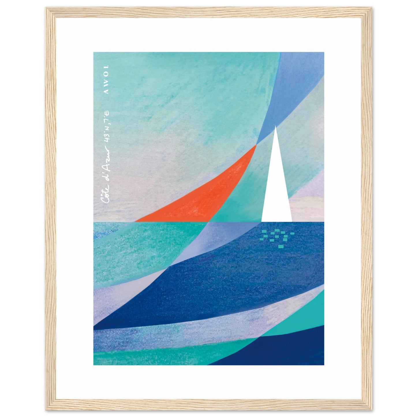 Abstract Sailboat Sailing On The Mediterranean Sea: Wooden Framed Art Print - Creations Awol