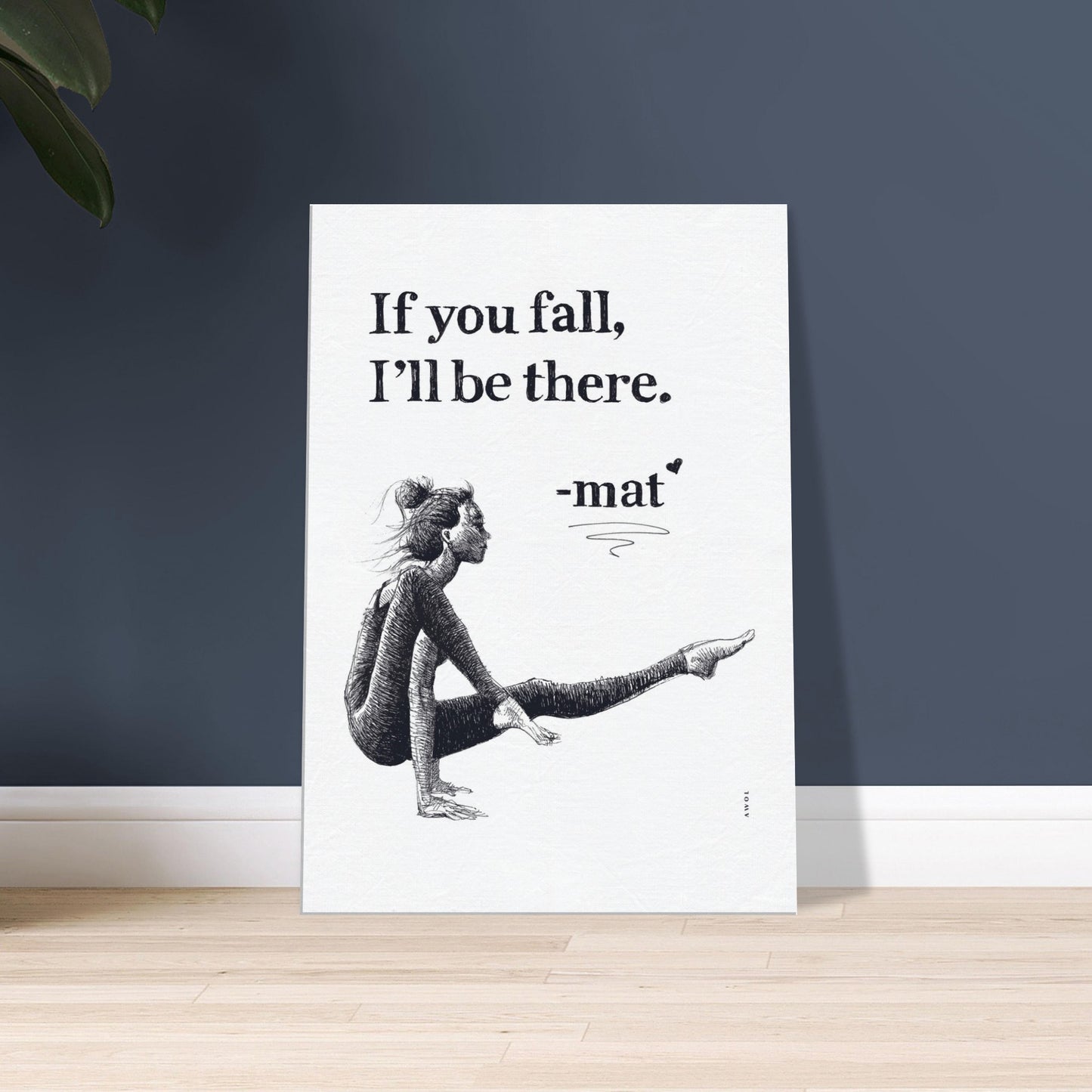 Woman In Yoga Pose On Yoga Mat With Inspirational Quote: Canvas Art Print
