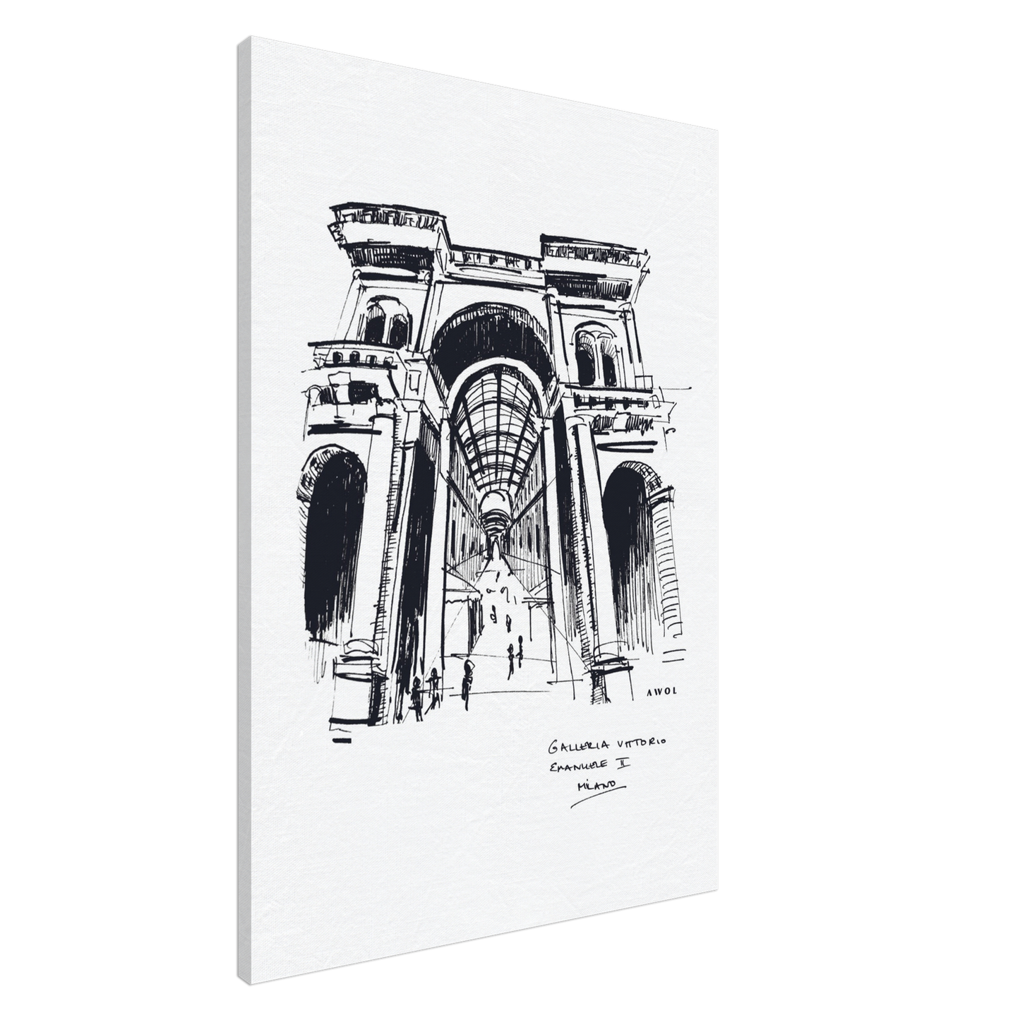 Milan City Elegance, Luxury Shopping Landmark Art: Canvas Print