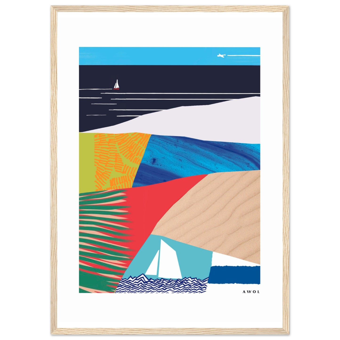 Tropical Paradise With Palm Trees, Abstract Beach Art: Framed Art Print