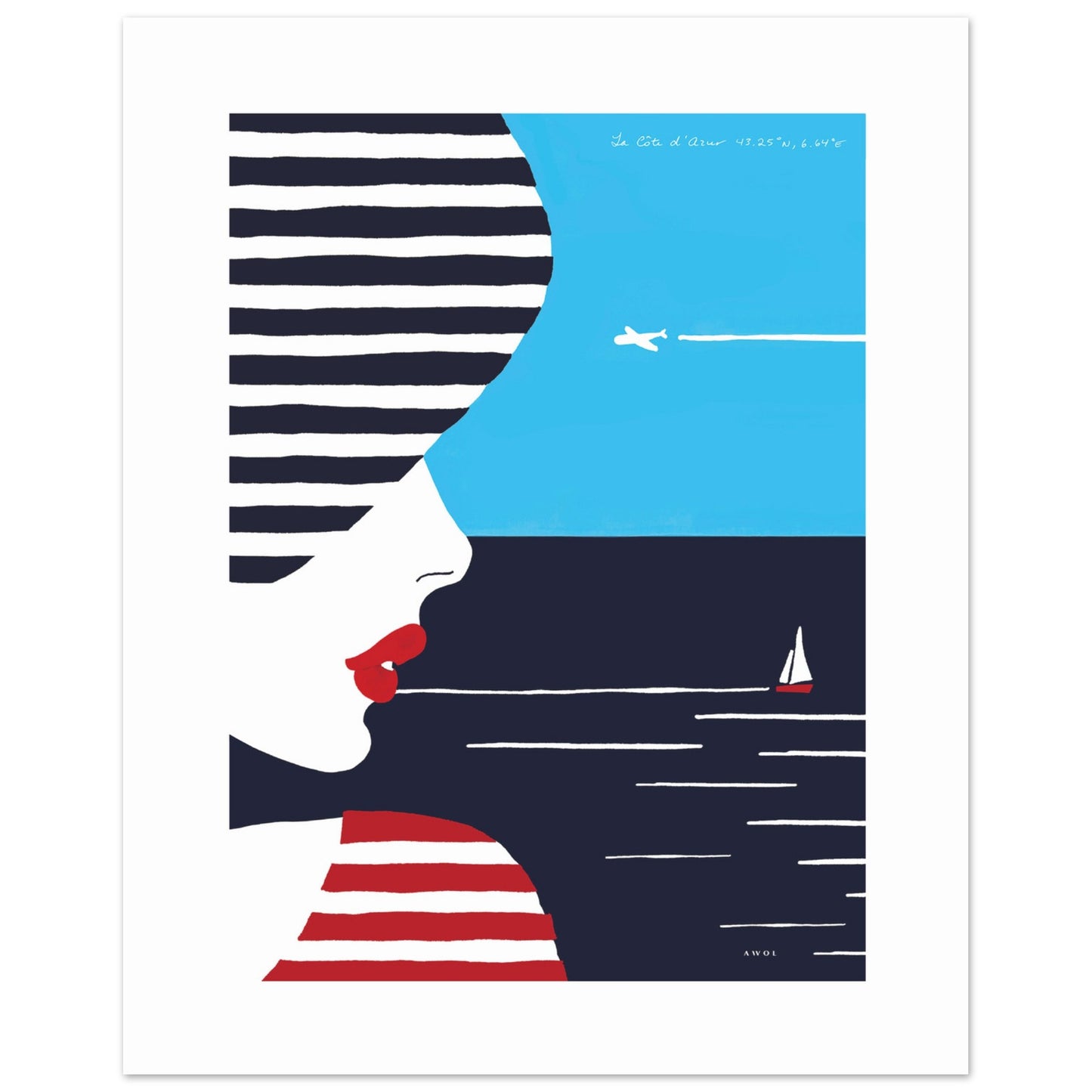 Colourful Beach Portrait Of A Woman By The Sea: French Riviera Poster