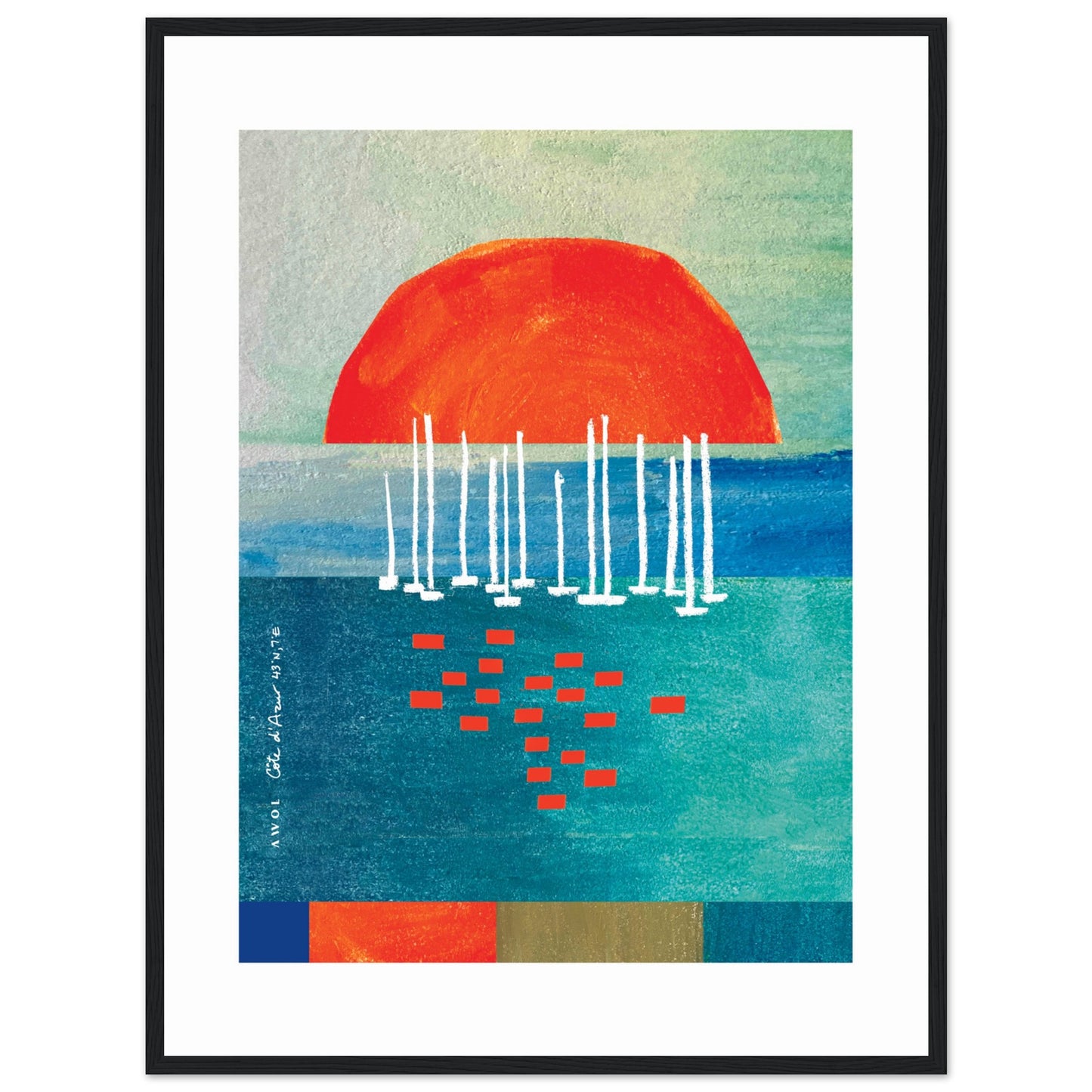 Sunrise Over The Sea, Colourful Seaside Landscape Artwork: Framed Print