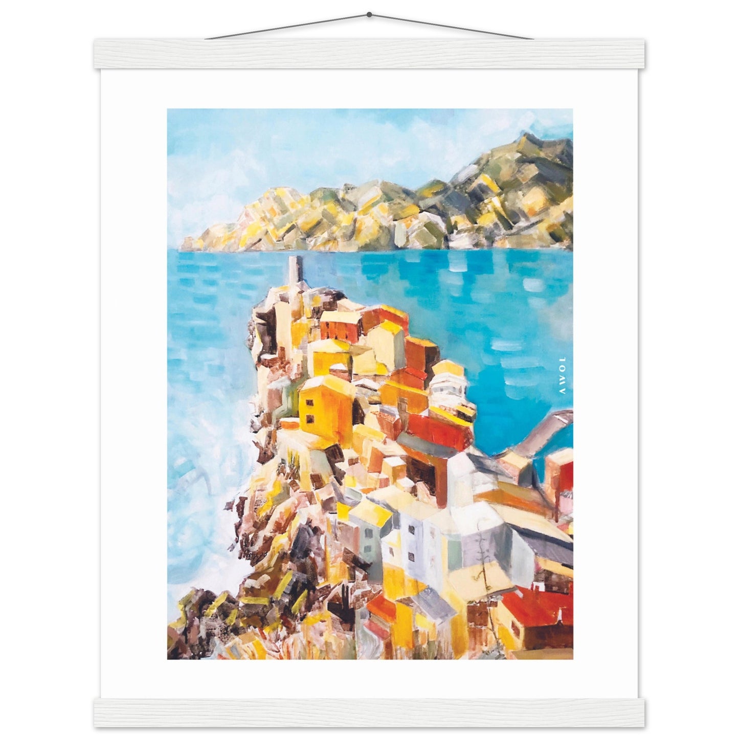 Italy Scenery Art Print: Colourful Towns Of Amalfi And Liguria: Poster Print With Hanger