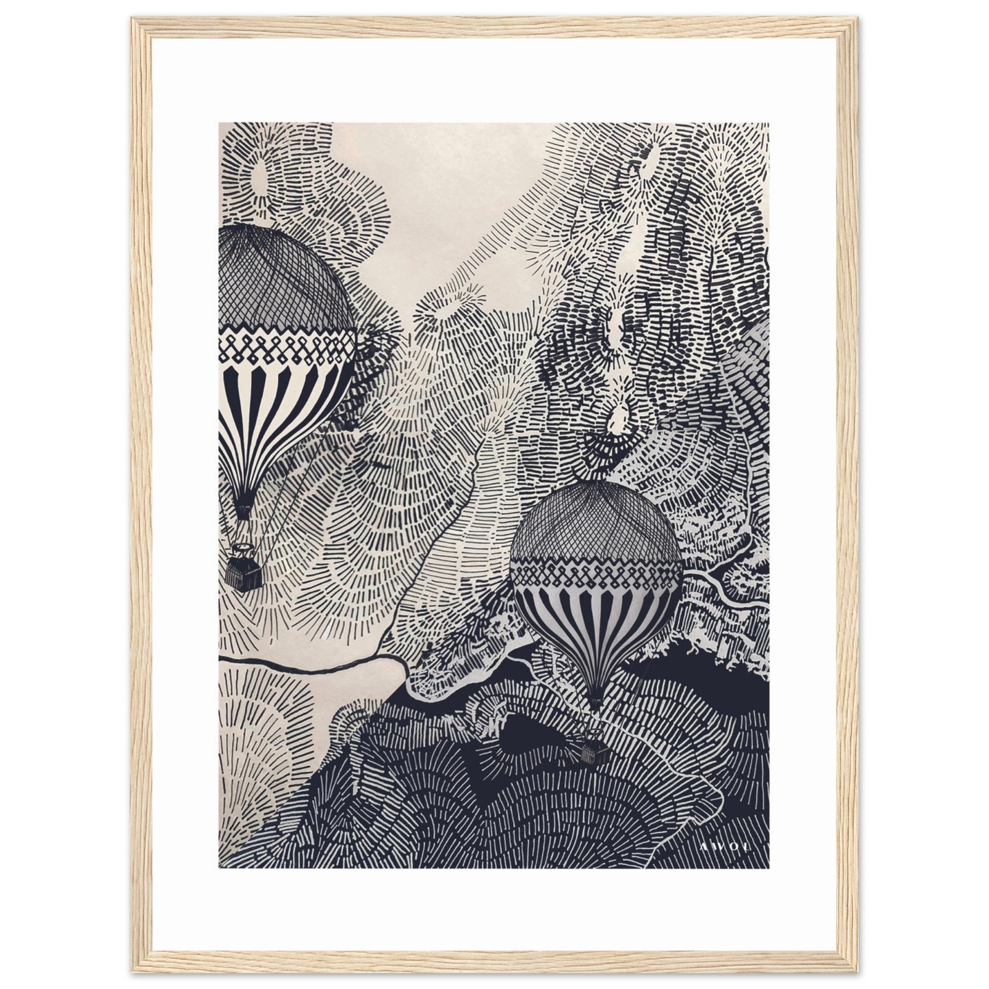 Dreaming Big: Hot Air Balloon Travel In The Sky, Framed Art Print