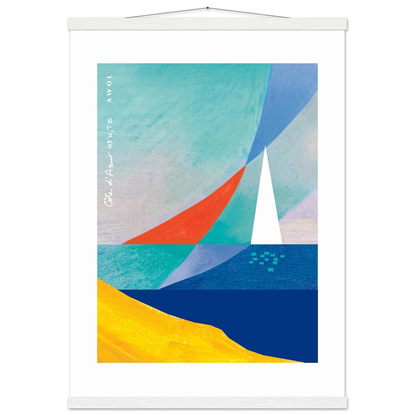 Sailboat On Abstract Sea: Côte d'Azur Poster with Hanger