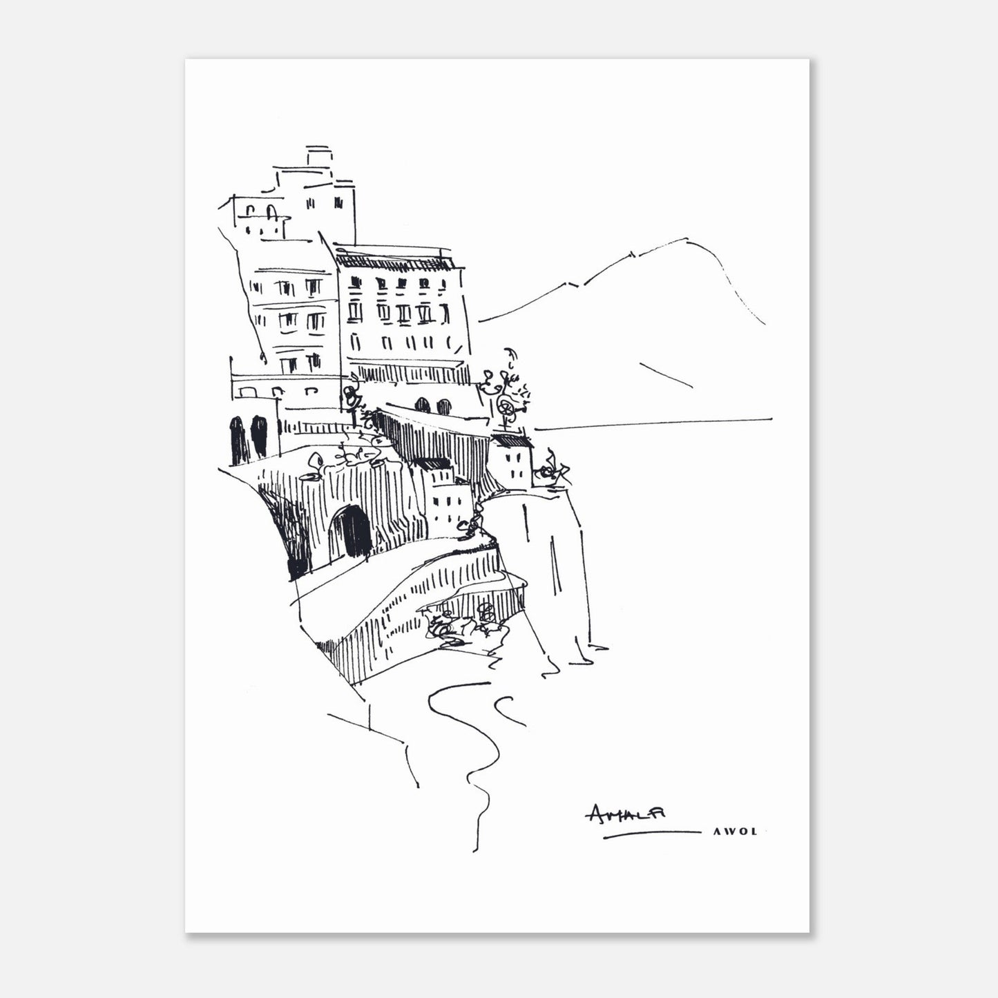Amalfi Coast, Italy Art Print With Small Towns: Poster Print - Creations Awol