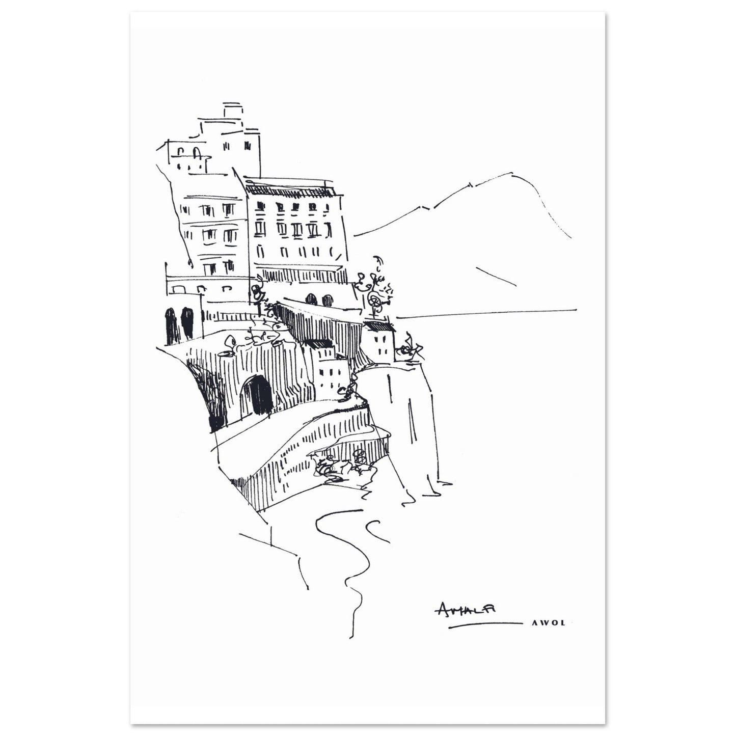 Amalfi Coast, Italy Art Print With Small Towns: Poster Print - Creations Awol