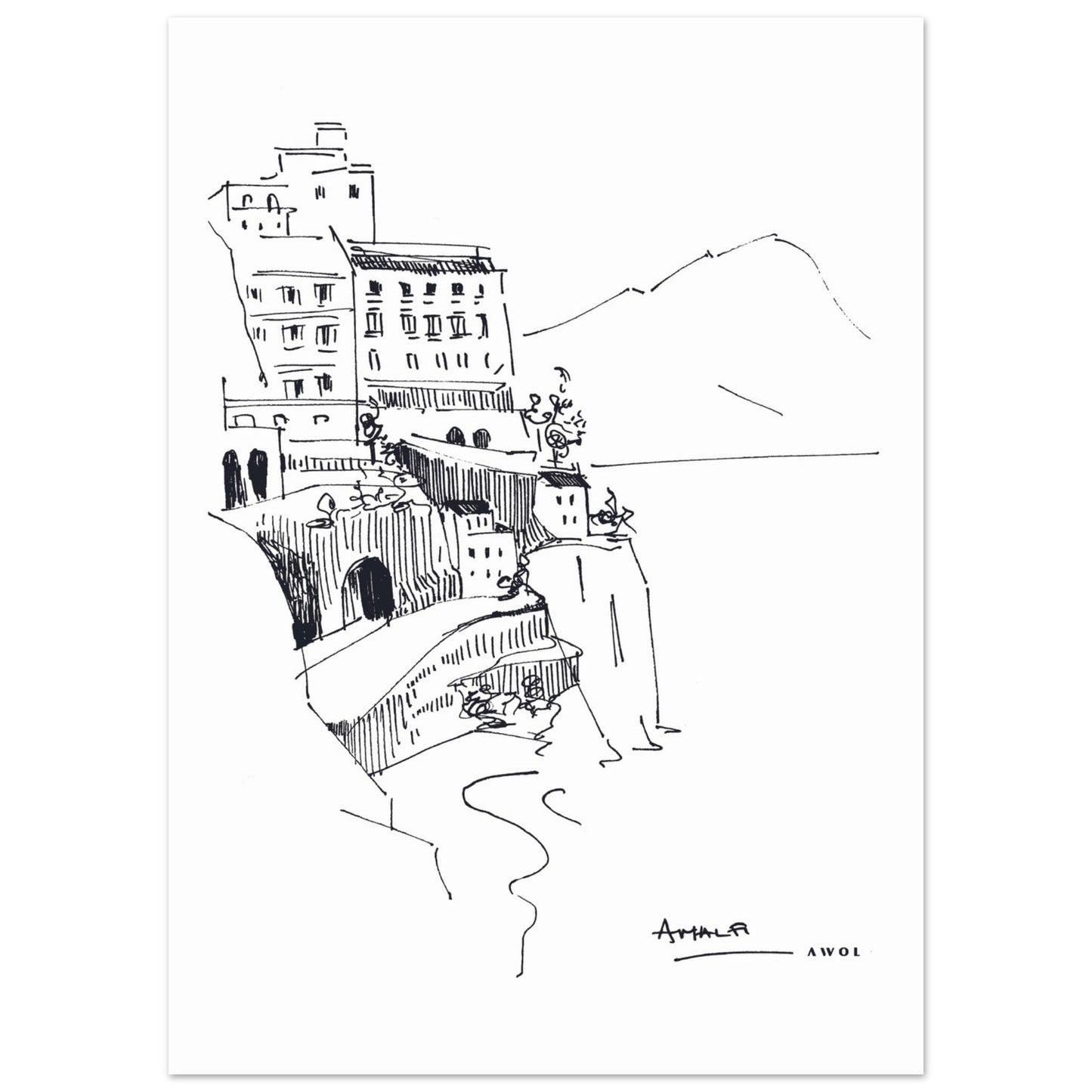 Amalfi Coast, Italy Art Print With Small Towns: Poster Print - Creations Awol