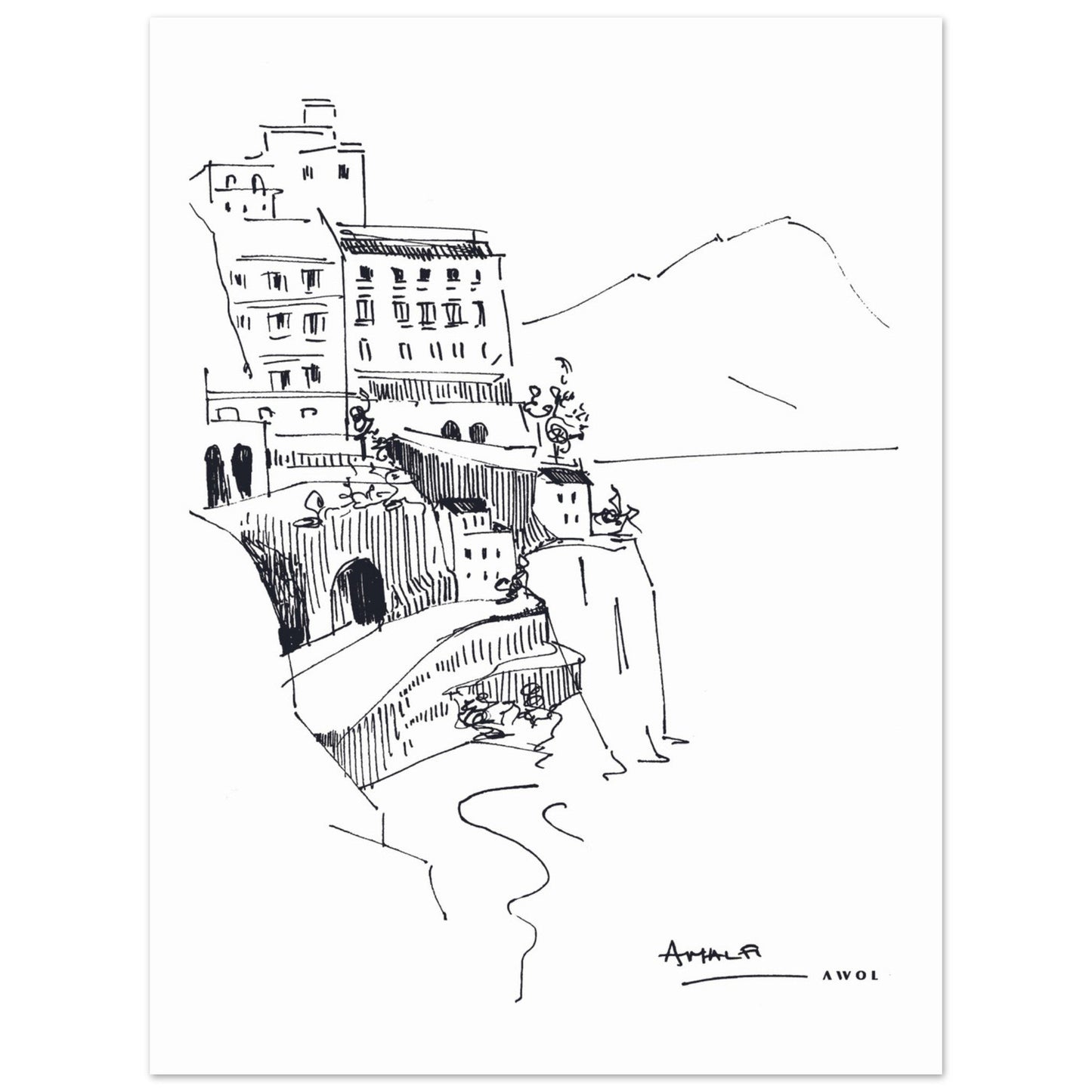 Amalfi Coast, Italy Art Print With Small Towns: Poster Print - Creations Awol