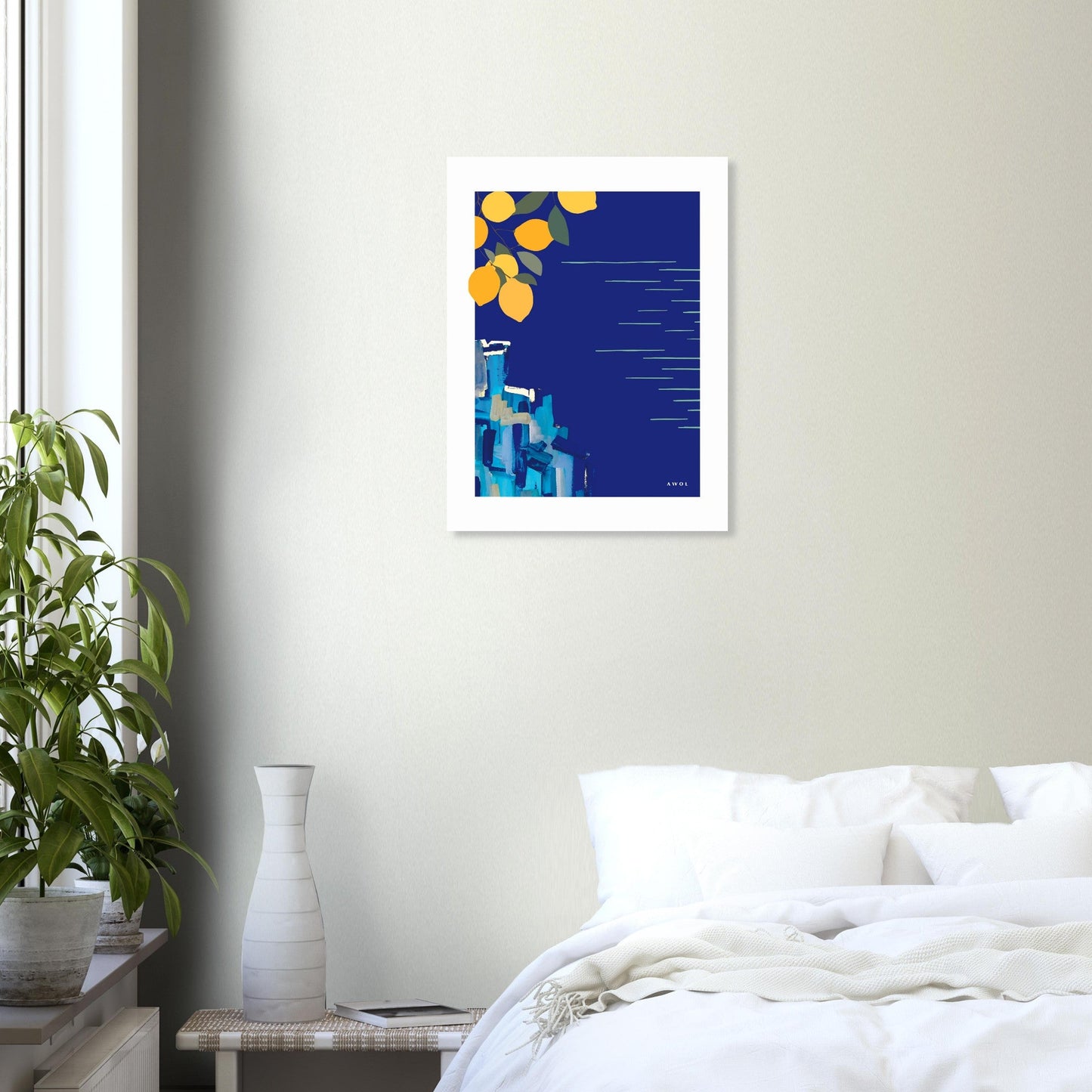 Amalfi Coast With Lemons By The Sea, Italy Landscape Art: Aluminum Print - Creations Awol