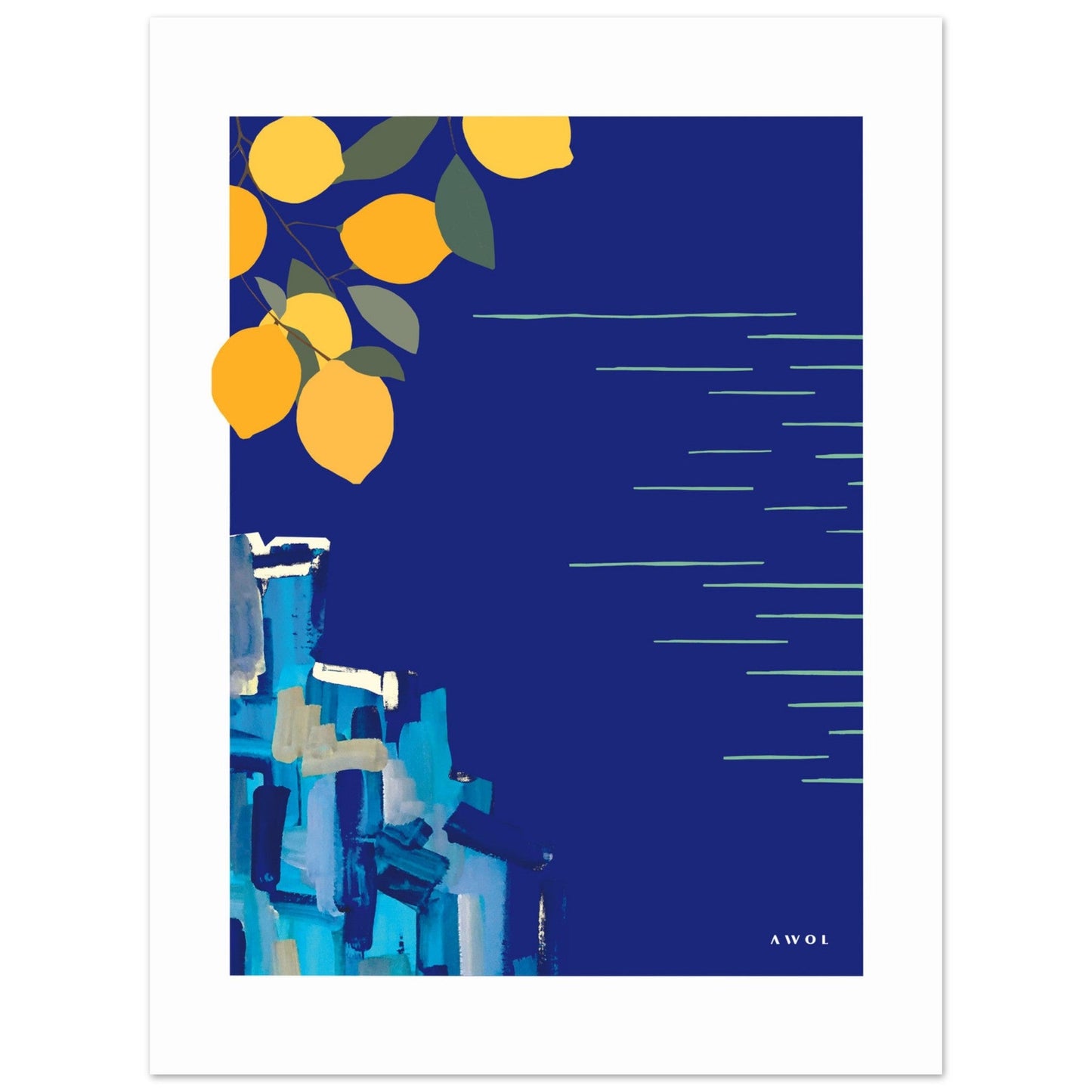 Amalfi Coast With Lemons By The Sea, Italy Landscape Art: Aluminum Print - Creations Awol