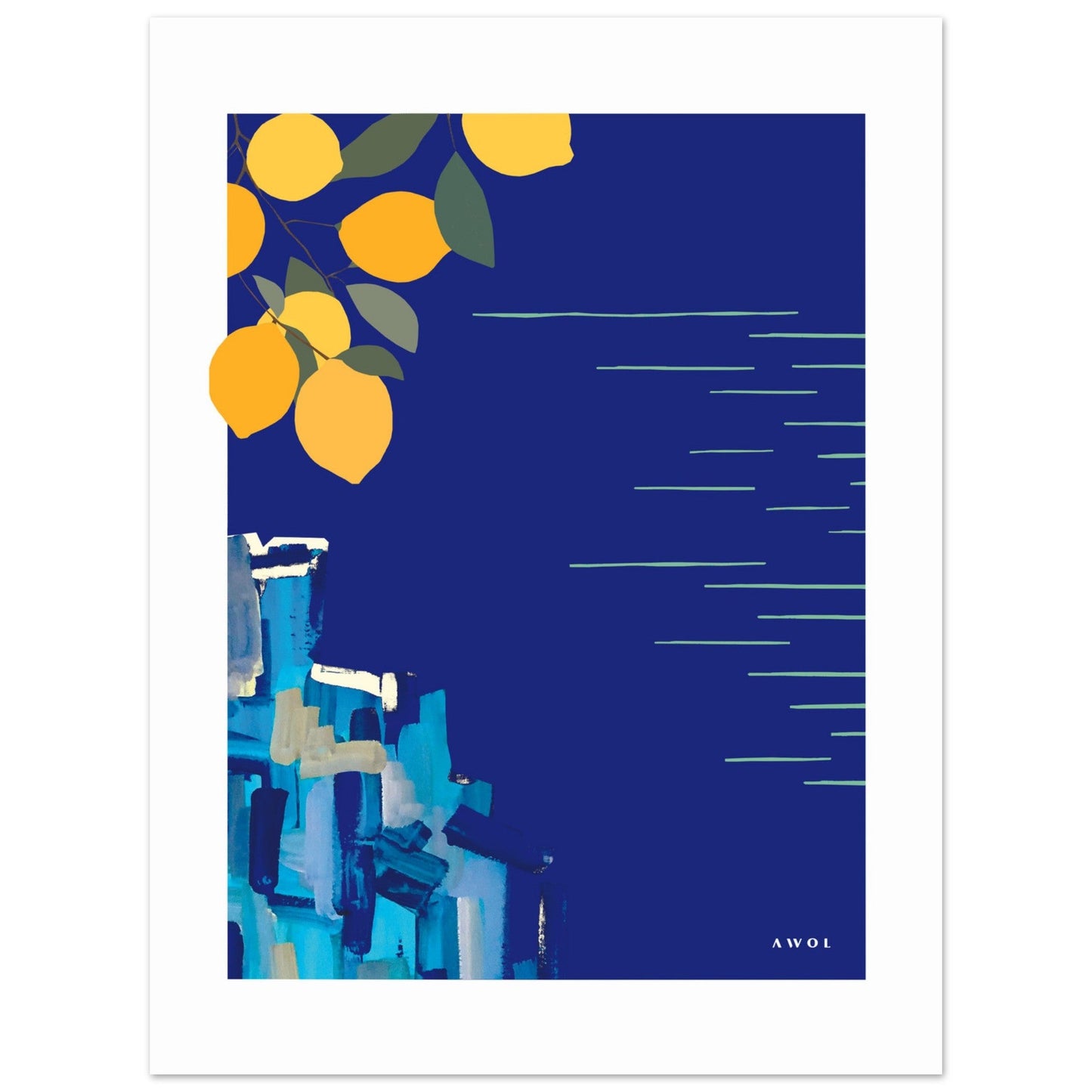 Amalfi Coast With Lemons By The Sea, Italy Landscape Art: Aluminum Print - Creations Awol