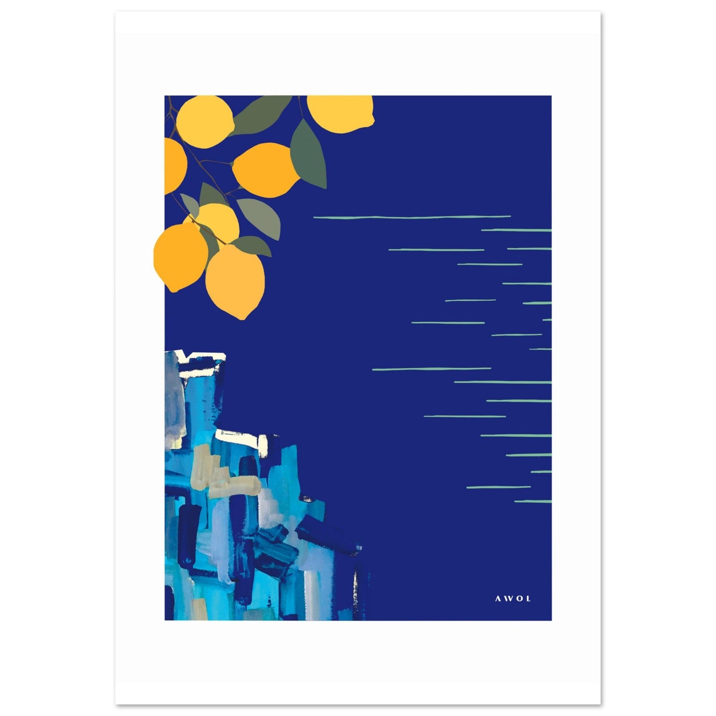 Amalfi Coast With Lemons By The Sea, Italy Landscape Art: Aluminum Print - Creations Awol