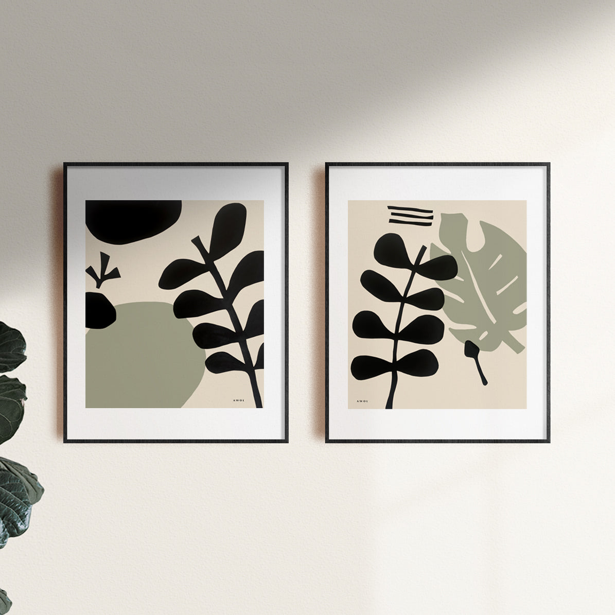 Mediterranean Plant Art, Minimalist Garden: Premium Matte Paper Poster
