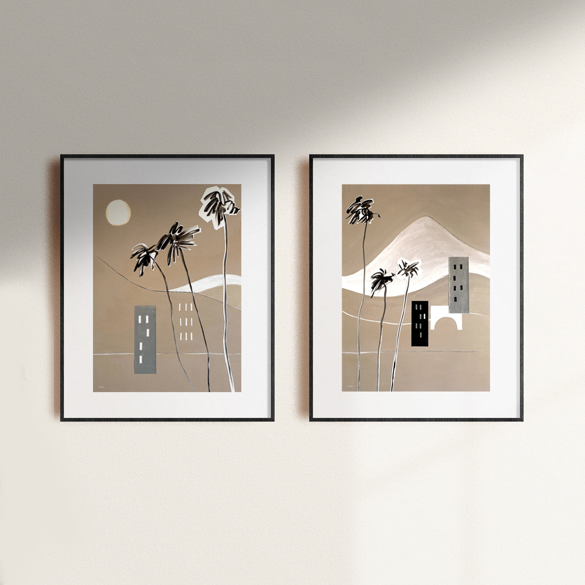 Swaying Palm Trees: Mixed Media Painting, Premium Matte Paper Poster