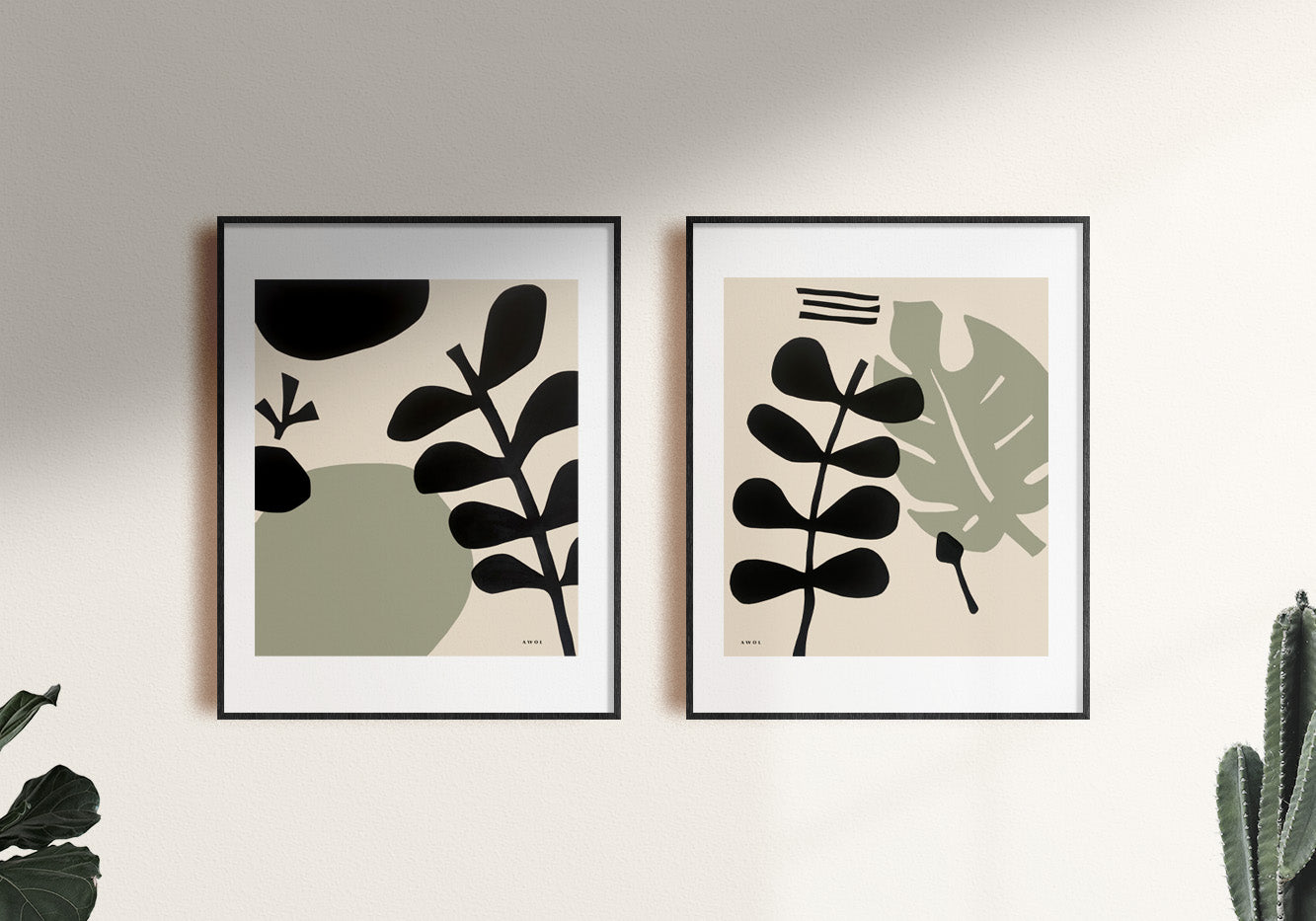Modern Botanical Wall Art, Poster with Hanger