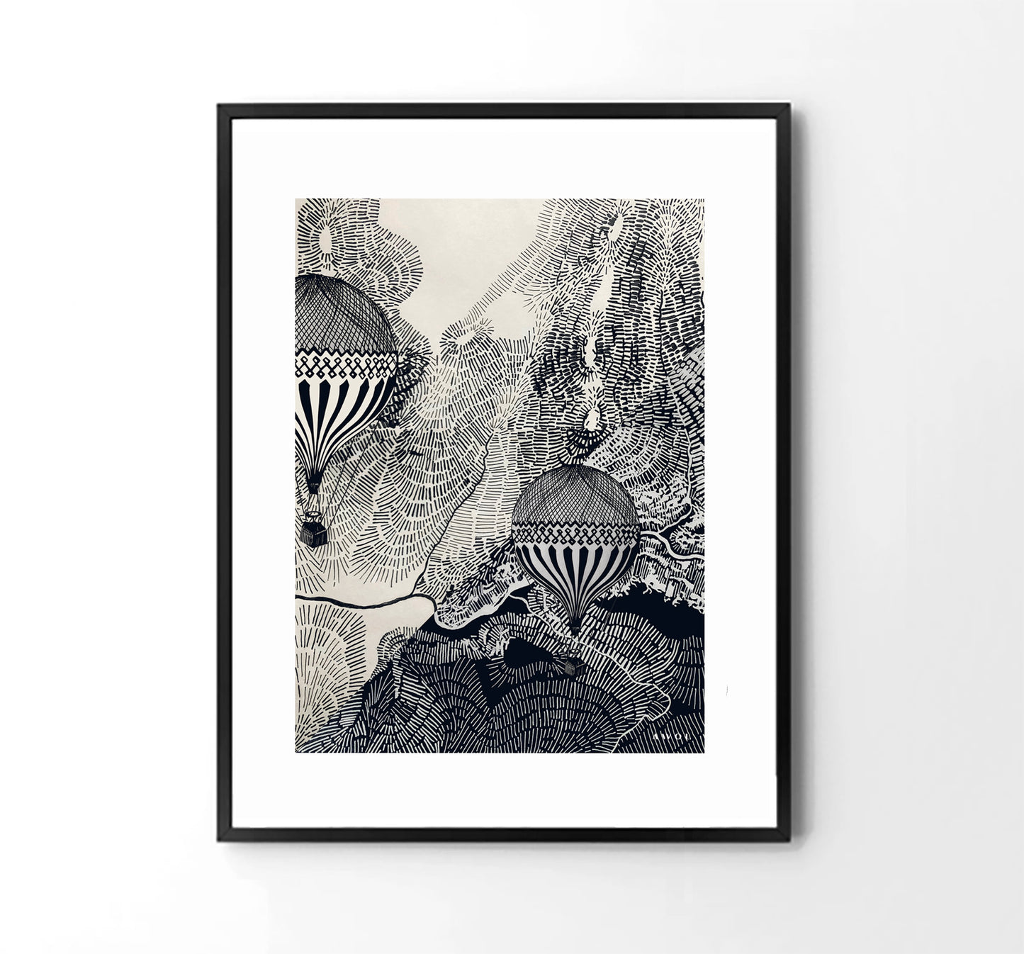 Dreaming Big: Hot Air Balloon Travel In The Sky, Framed Art Print