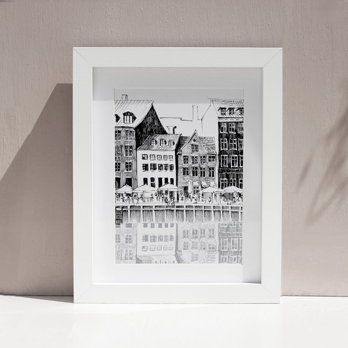 Saturday Afternoon By Nyhavn Canal In Copenhagen, Denmark: Premium Matte Paper Art Print