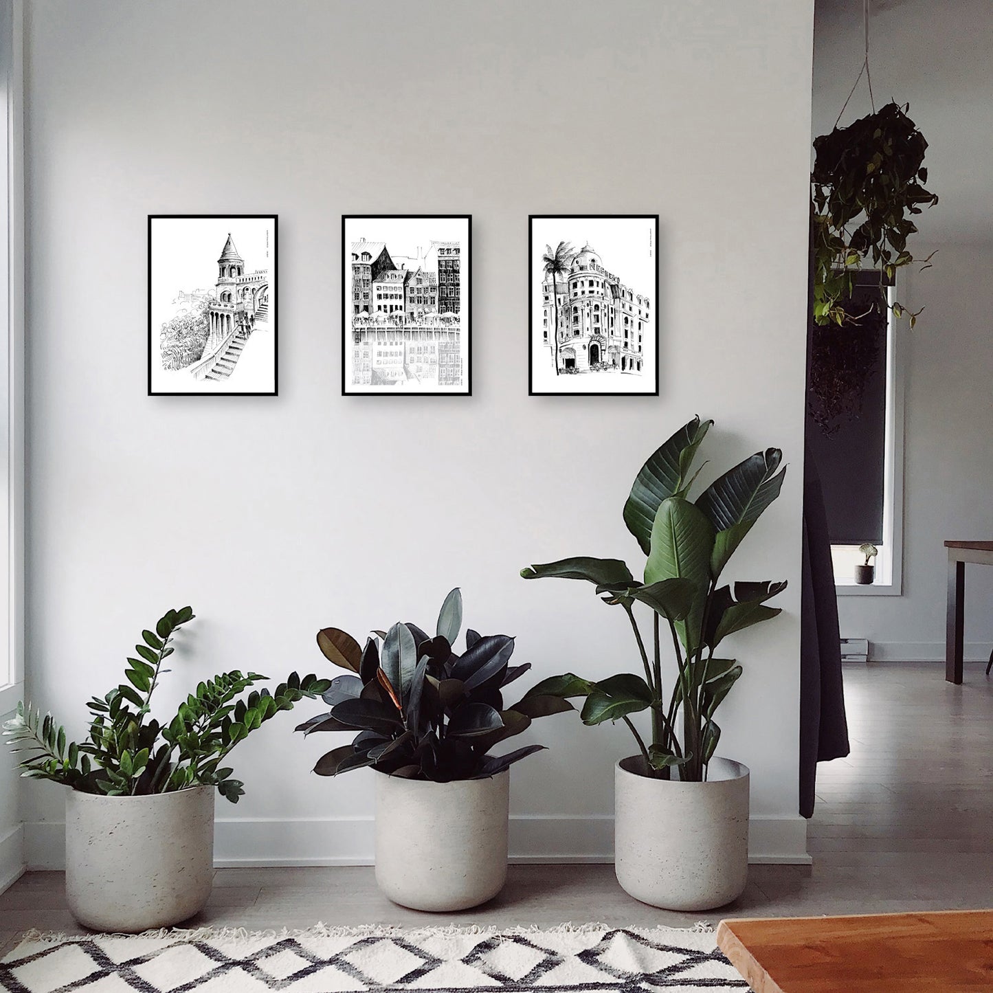 Saturday Afternoon With Cafés And Historic Houses In Copenhagen, Wooden Framed Art Print On Premium Paper