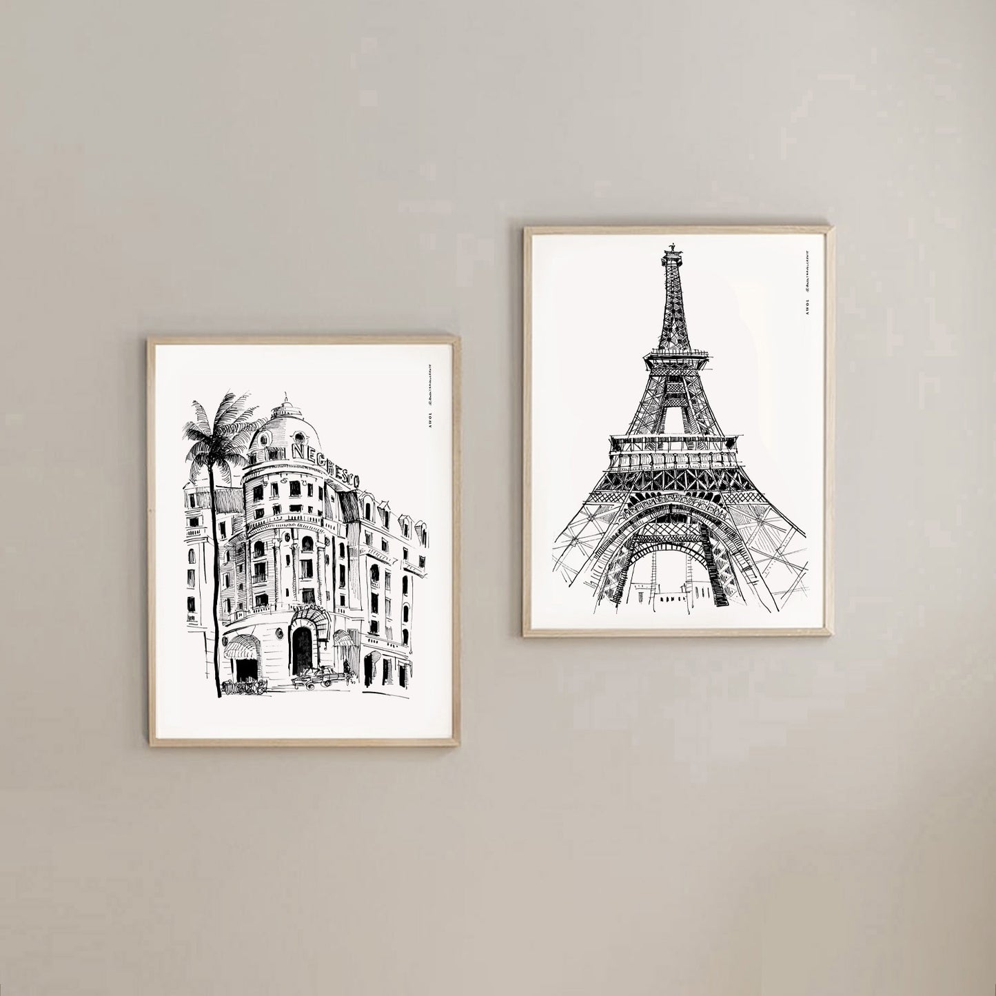 French Riviera Glamour With Palm Trees Art Print: Negresco Hotel Poster Print