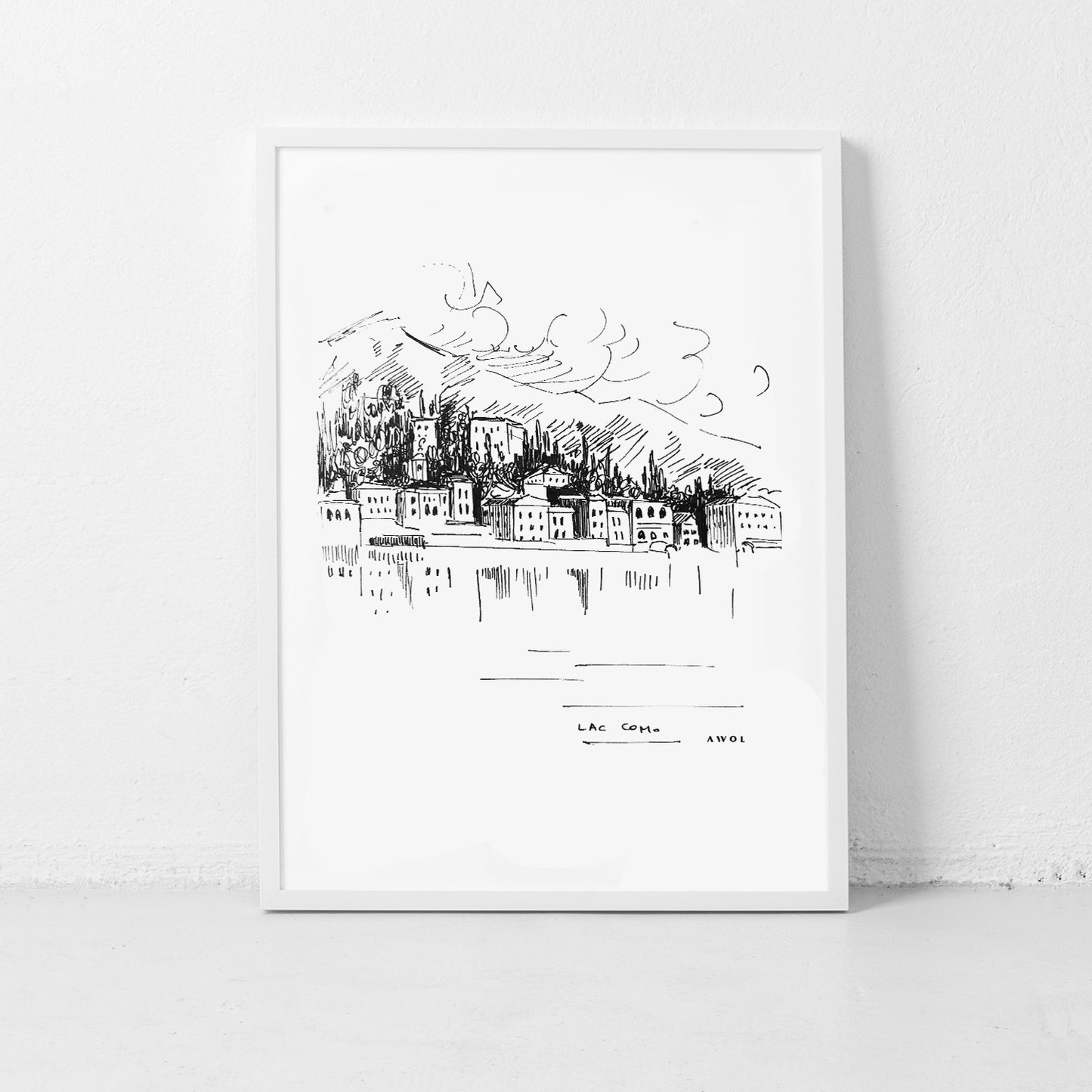 Italian Scenery Wall Art With Villas On A Hill In Lake Como, Framed Art Print