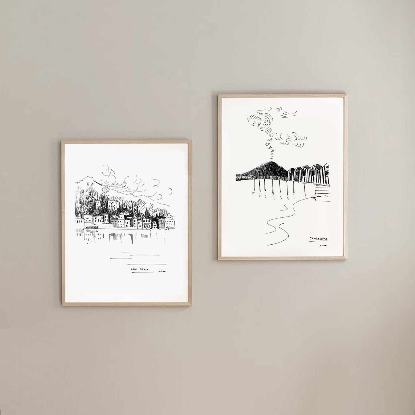 Italian Scenery Wall Art With Villas On A Hill In Lake Como, Framed Art Print