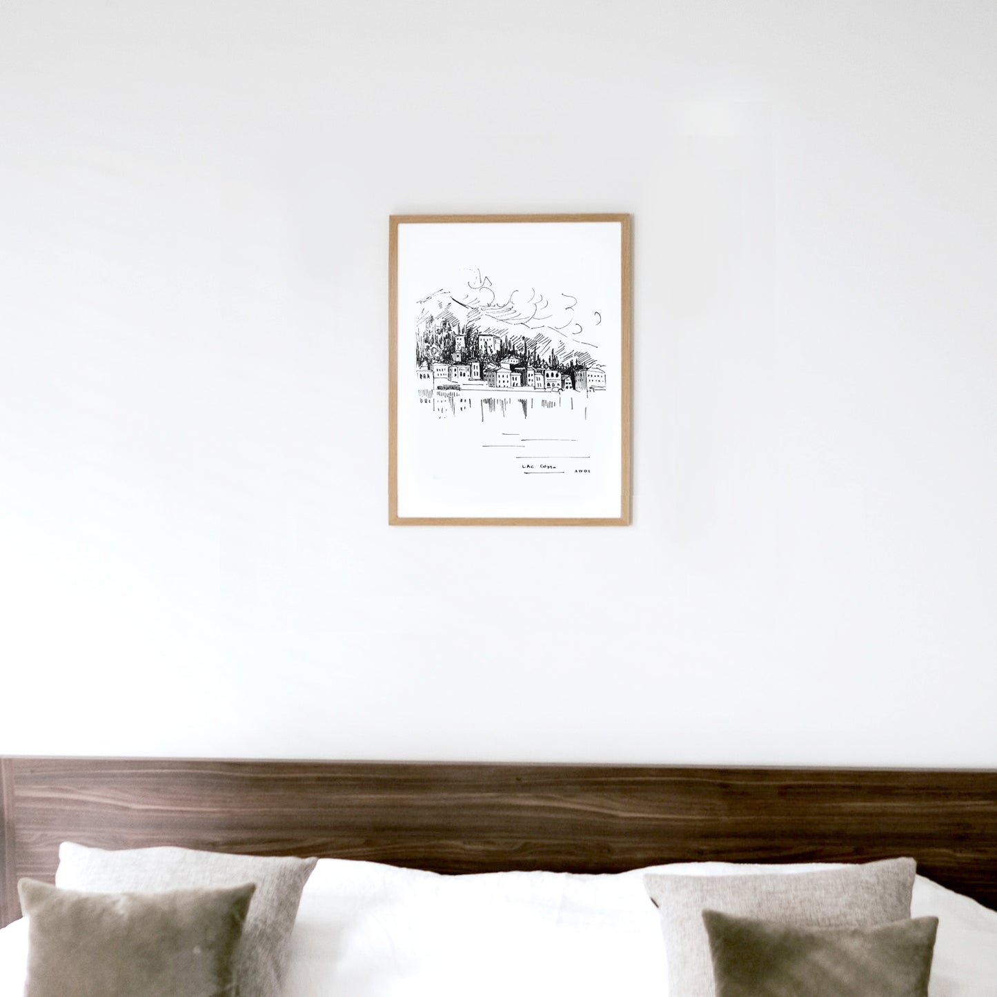 Italian Scenery Wall Art With Villas On A Hill In Lake Como, Framed Art Print
