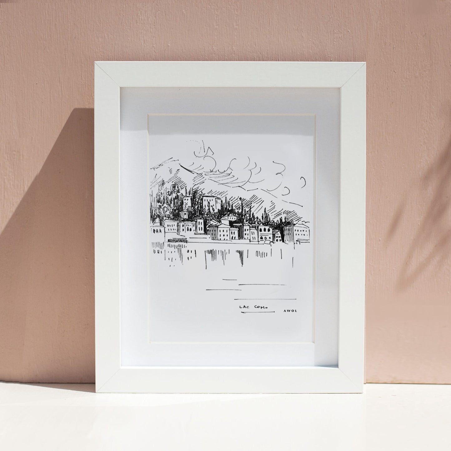 Italian Scenery Wall Art With Villas On A Hill In Lake Como, Framed Art Print
