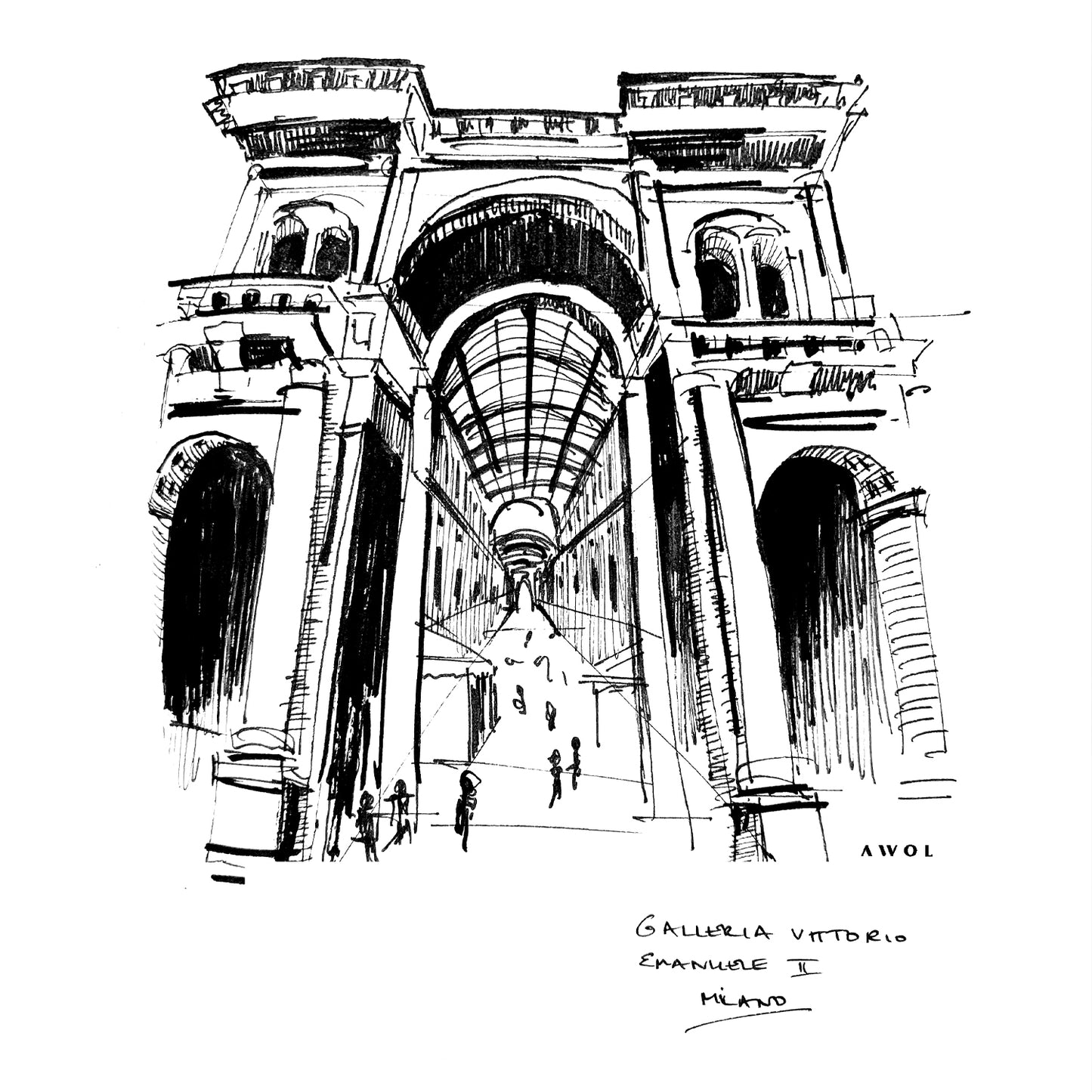 Milan City Art Print With Luxury Shopping Elegance: Poster Print