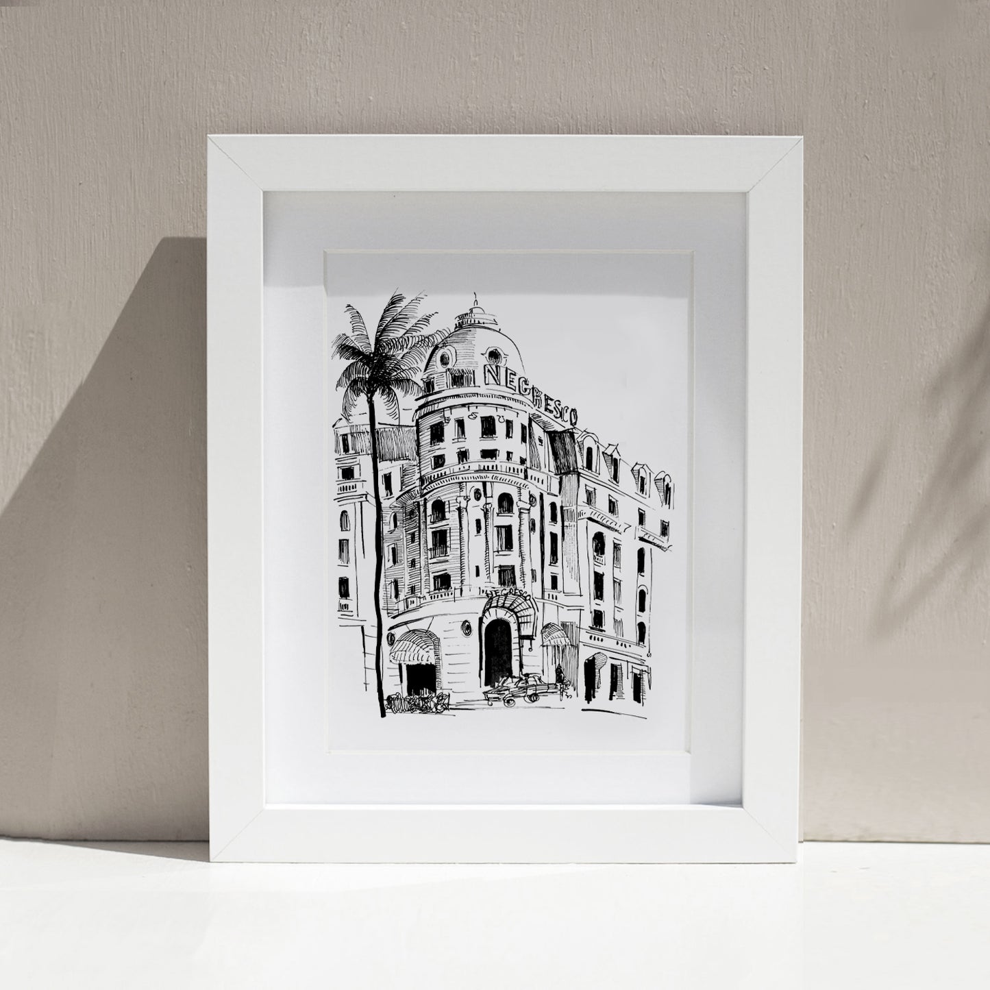 French Riviera Glamour With Palm Trees Art Print: Negresco Hotel Poster Print