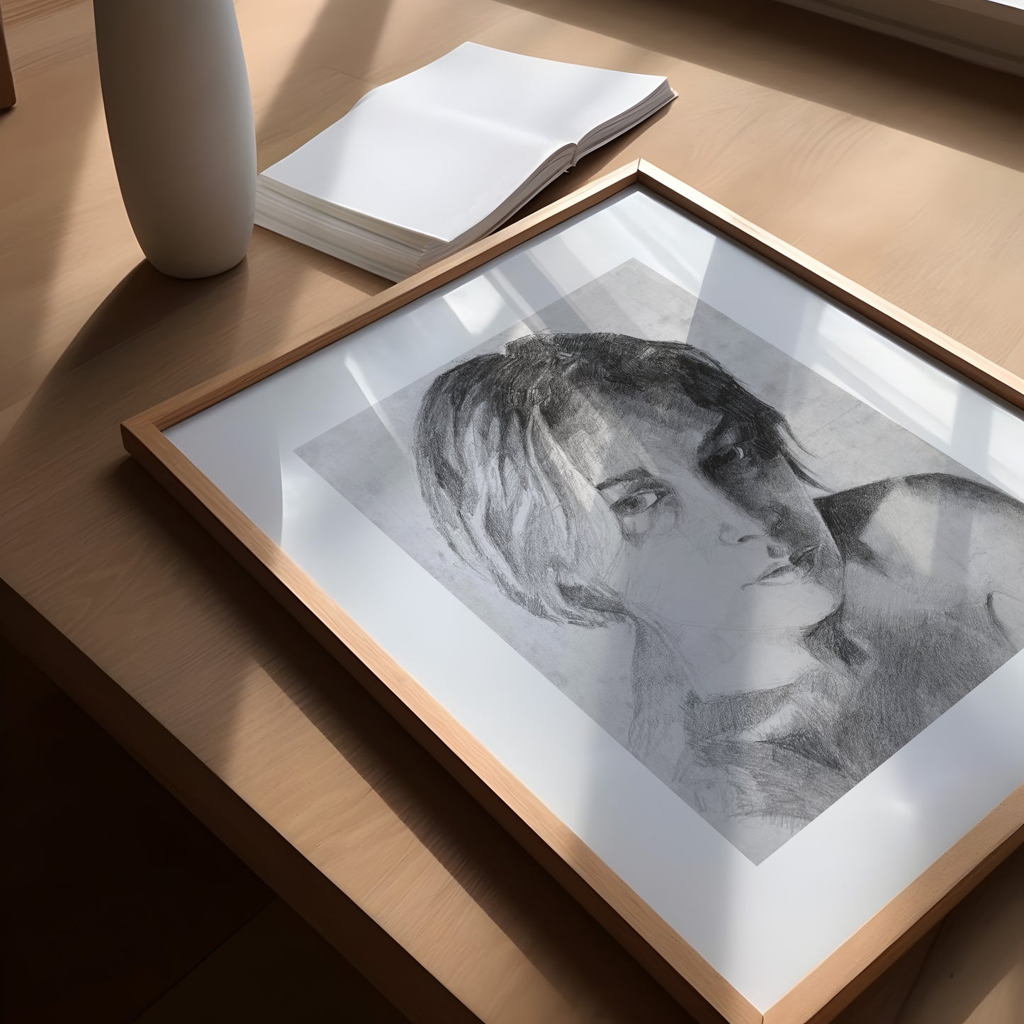 Portrait of A Woman In the Shadows: Framed Art Print