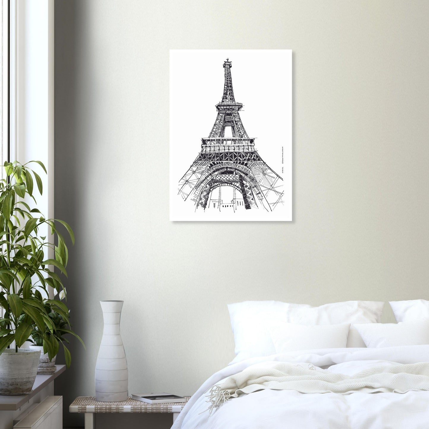 Paris Wall Art, Eiffel Tower In Black And White Art Print: France Travel Poster