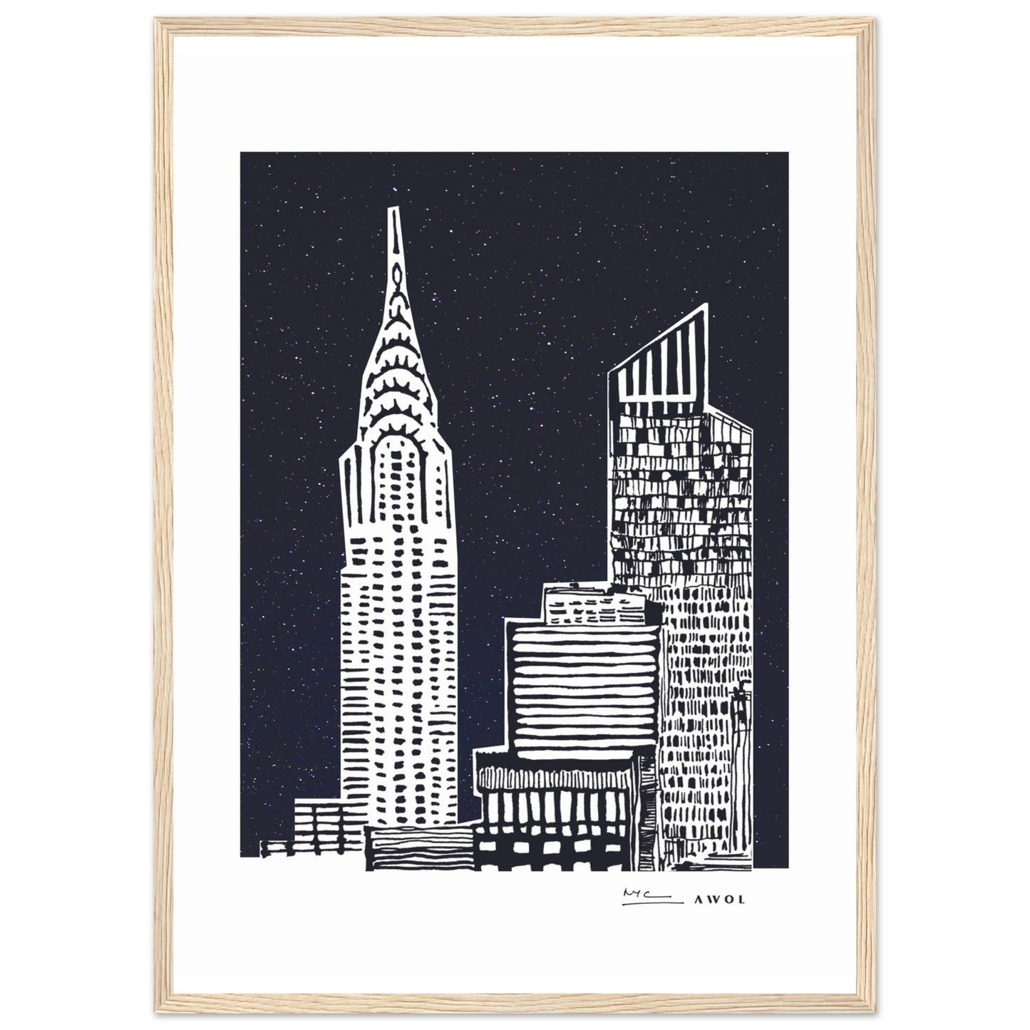 New York City At Night, Manhattan Abstraction: Framed Art Print