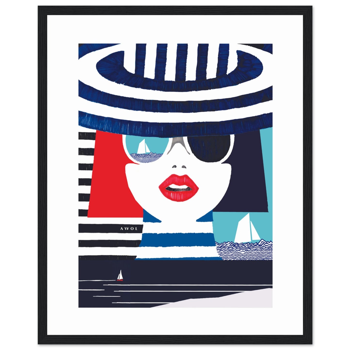 Portrait Of A Woman On The Beach: Mediterranean Wall Art, Framed Print