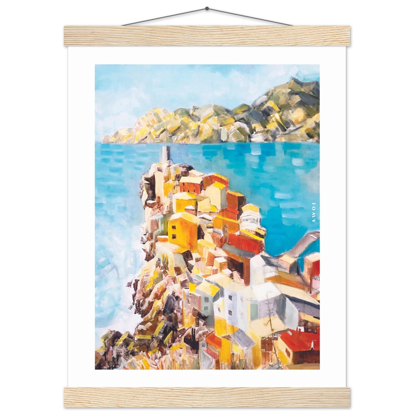 Italy Scenery Art Print: Colourful Towns Of Amalfi And Liguria: Poster Print With Hanger