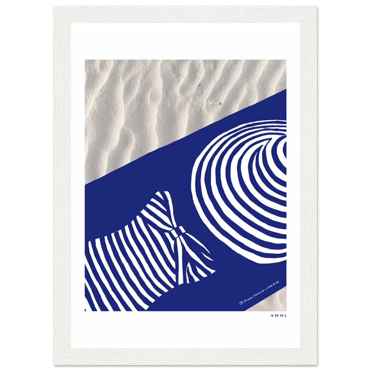 Woman In Oversized Hat And Stripes Sleeping On The Beach: Island Mood Classic Matte Paper Wooden Framed Art Print