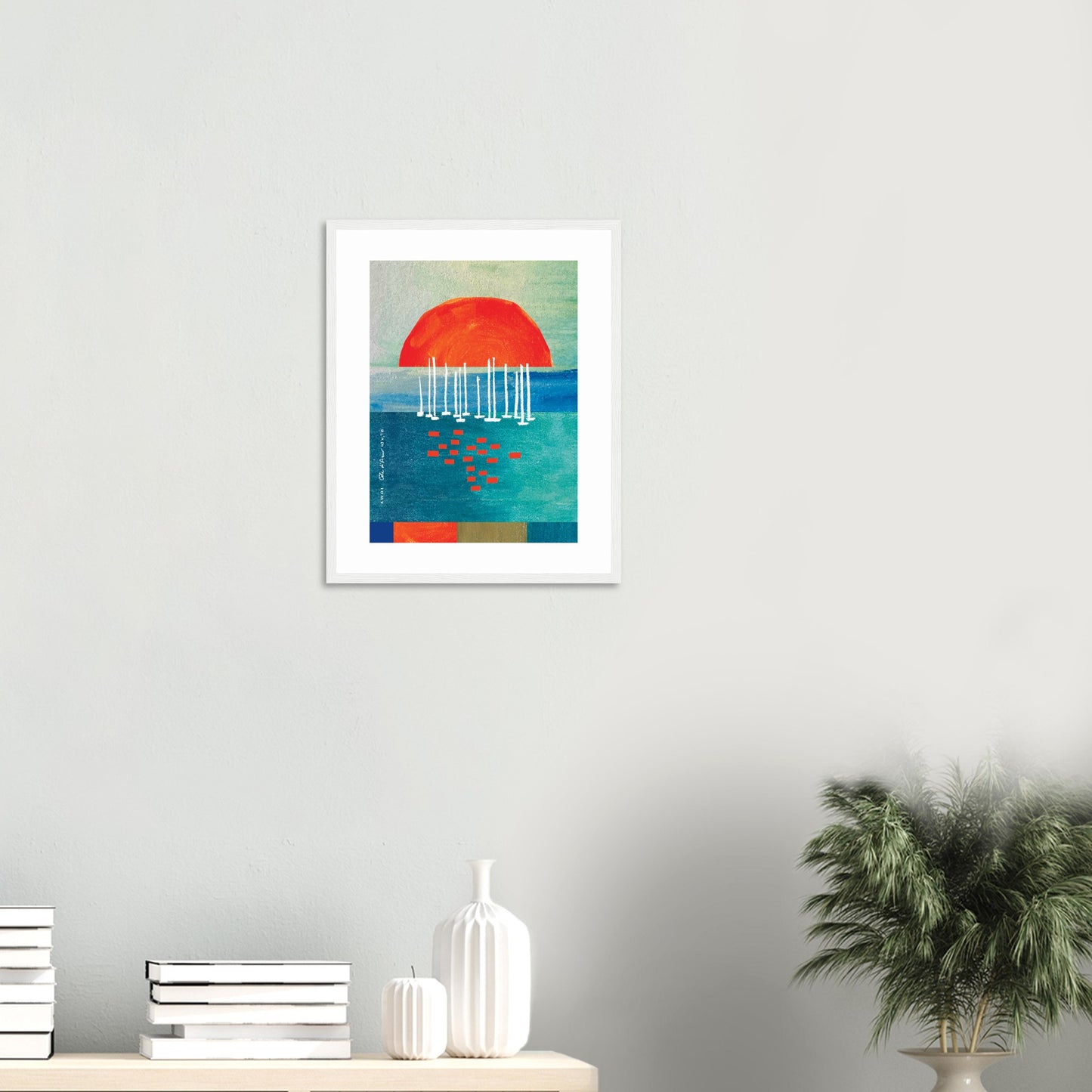 Sunrise Over The Sea, Colourful Seaside Landscape Artwork: Framed Print
