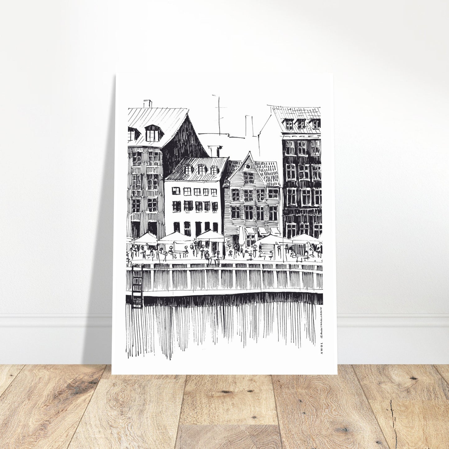 Saturday Afternoon By Nyhavn Canal In Copenhagen, Denmark: Premium Matte Paper Art Print