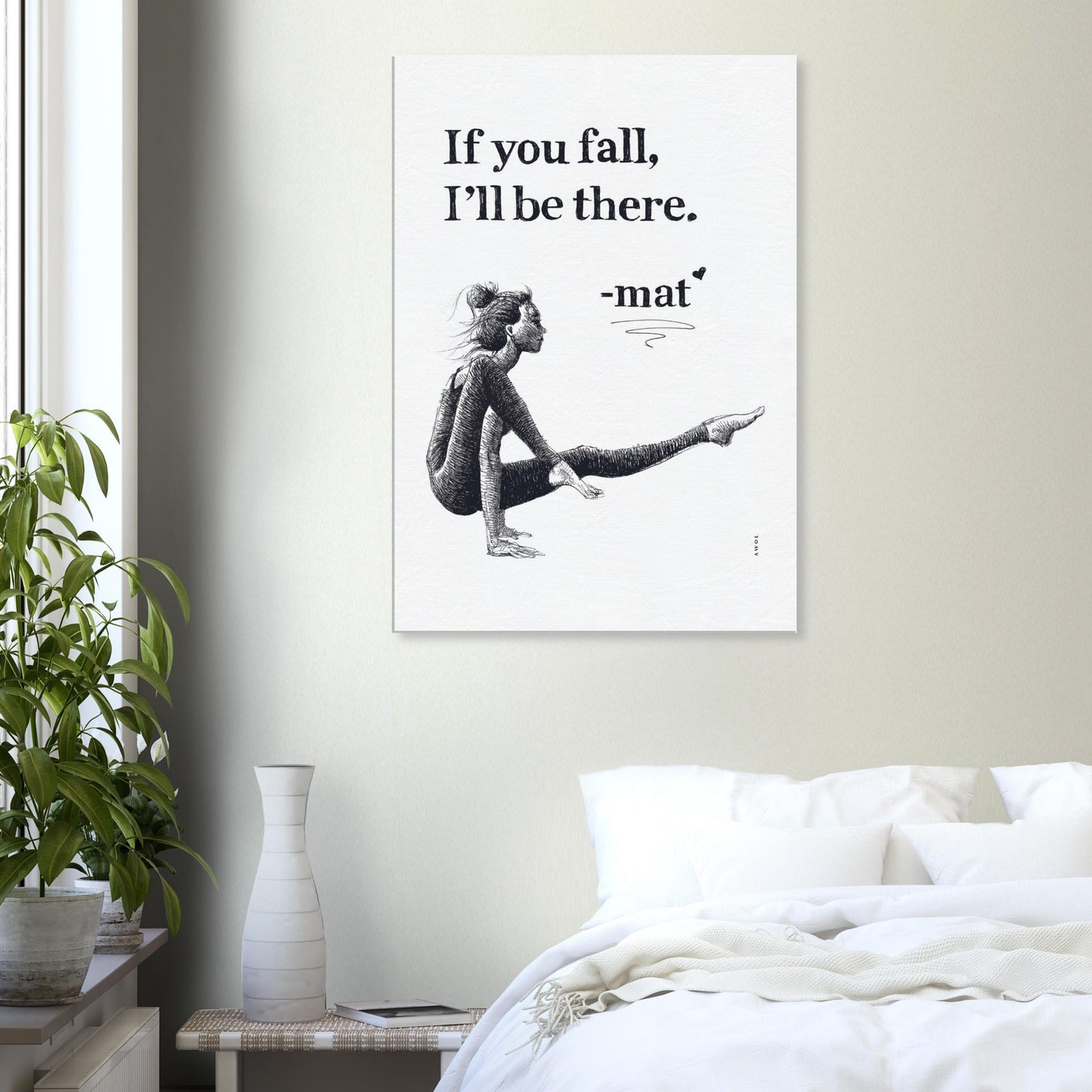 Woman In Yoga Pose On Yoga Mat With Inspirational Quote: Canvas Art Print