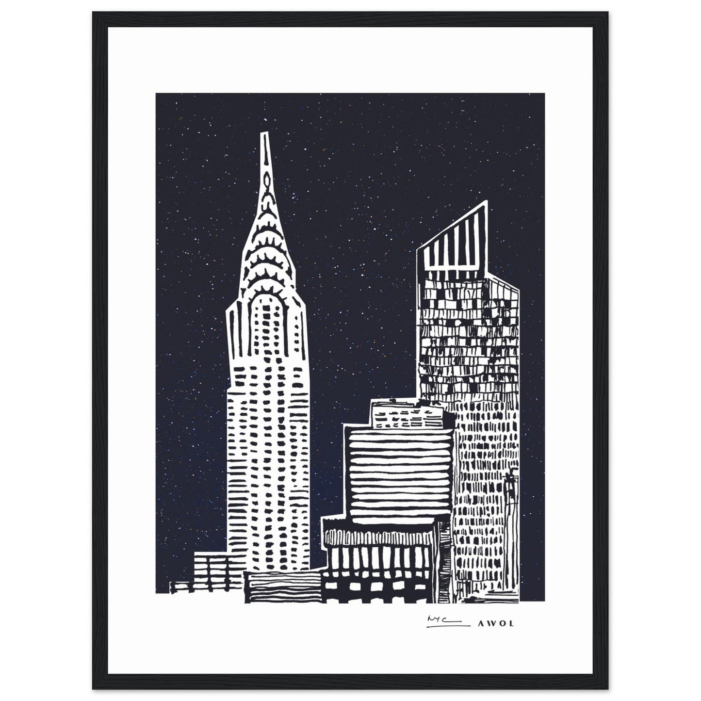 New York City At Night, Manhattan Abstraction: Framed Art Print