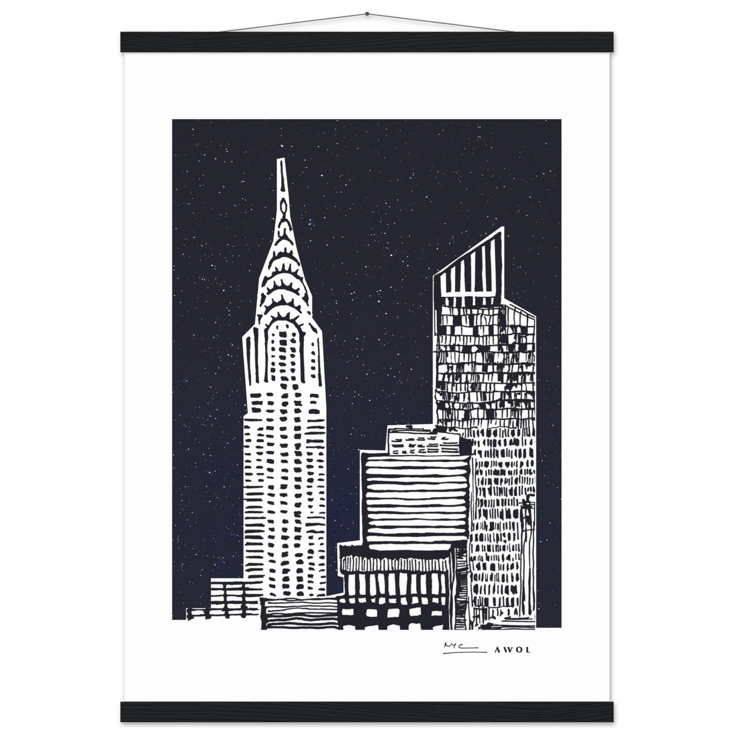 New York City At Night, Manhattan Abstraction: Poster with Hanger