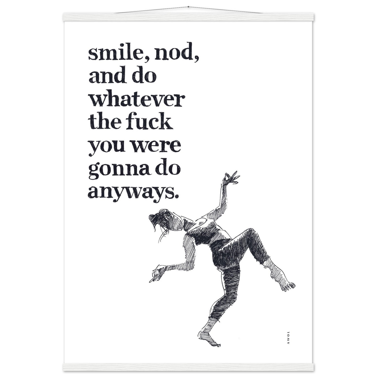 Smile And Nod, Modern Zen Art Print: Poster with Hanger