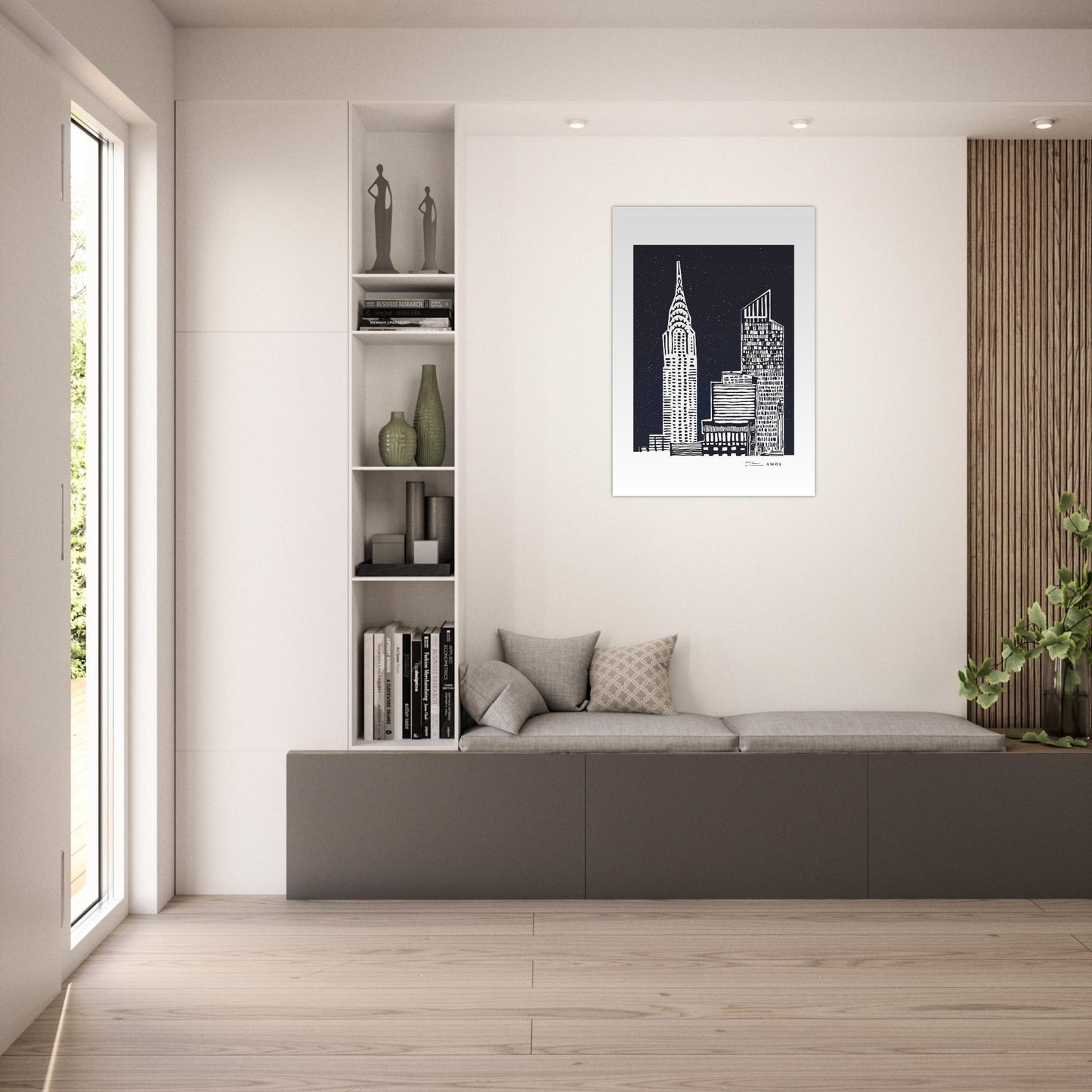 New York City At Night, Manhattan Abstraction: Aluminum Art Print