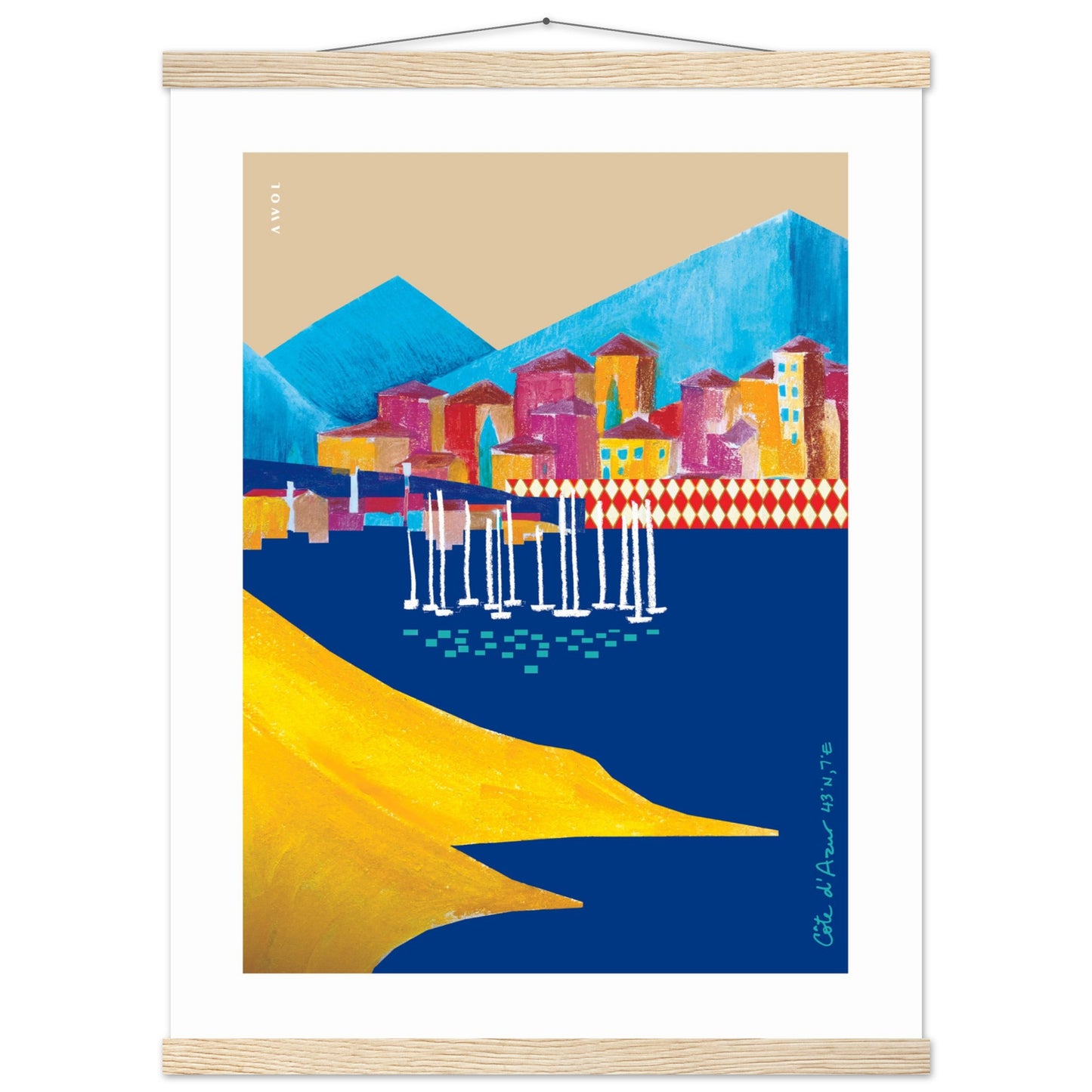 Colourful Villas On the Mediterranean Sea, Travel Poster With Hanger