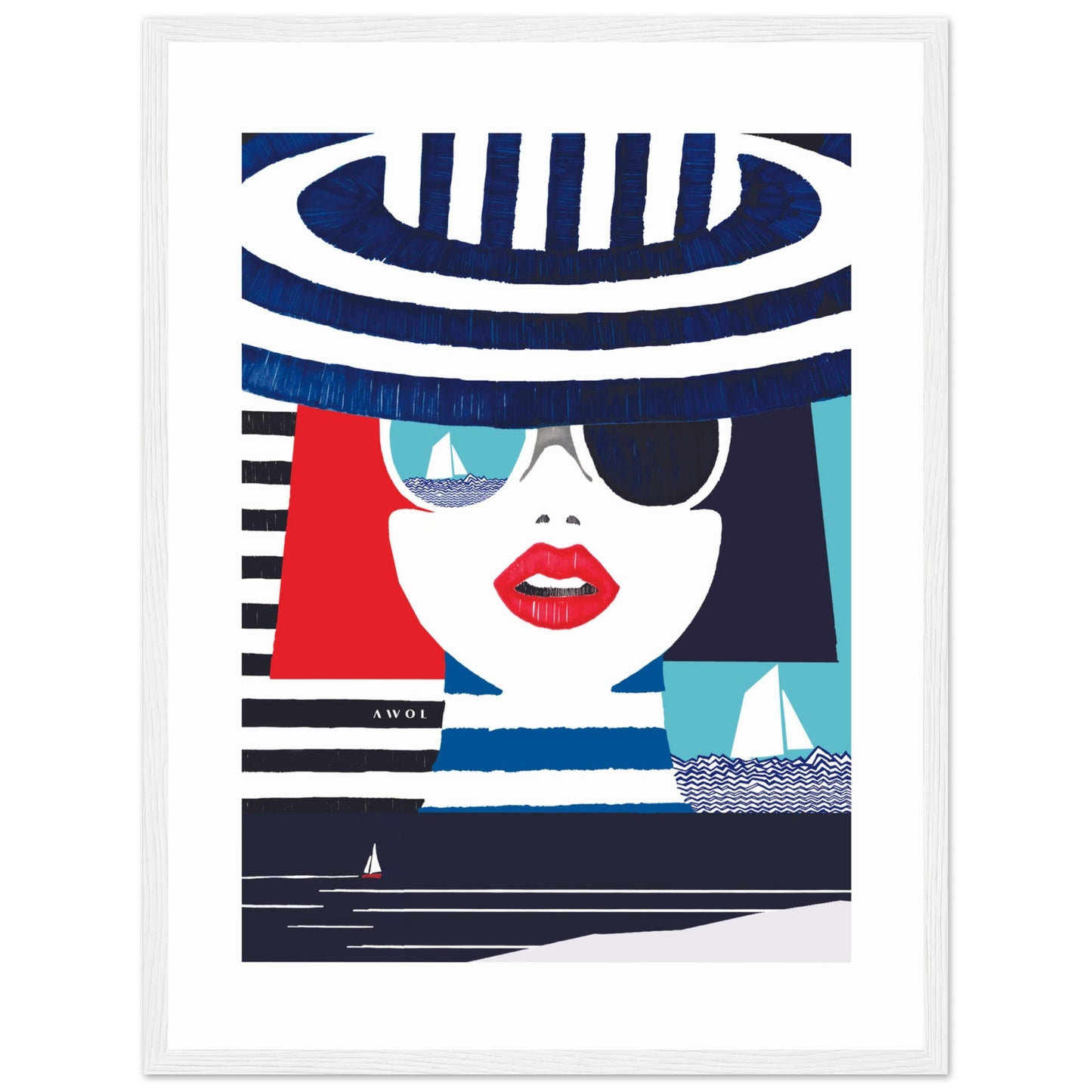 Portrait Of A Woman On The Beach: Mediterranean Wall Art, Framed Print
