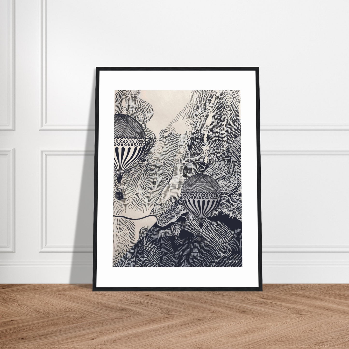 Dreaming Big: Hot Air Balloon Travel In The Sky, Framed Art Print
