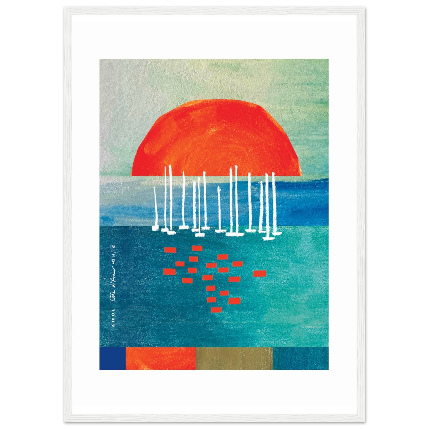 Sunrise Over The Sea, Colourful Seaside Landscape Artwork: Framed Print