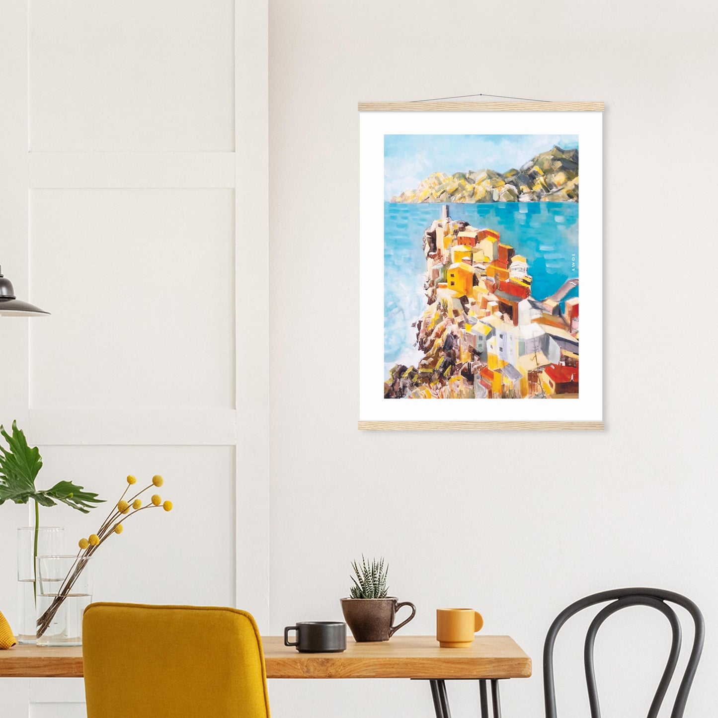 Italy Scenery Art Print: Colourful Towns Of Amalfi And Liguria: Poster Print With Hanger