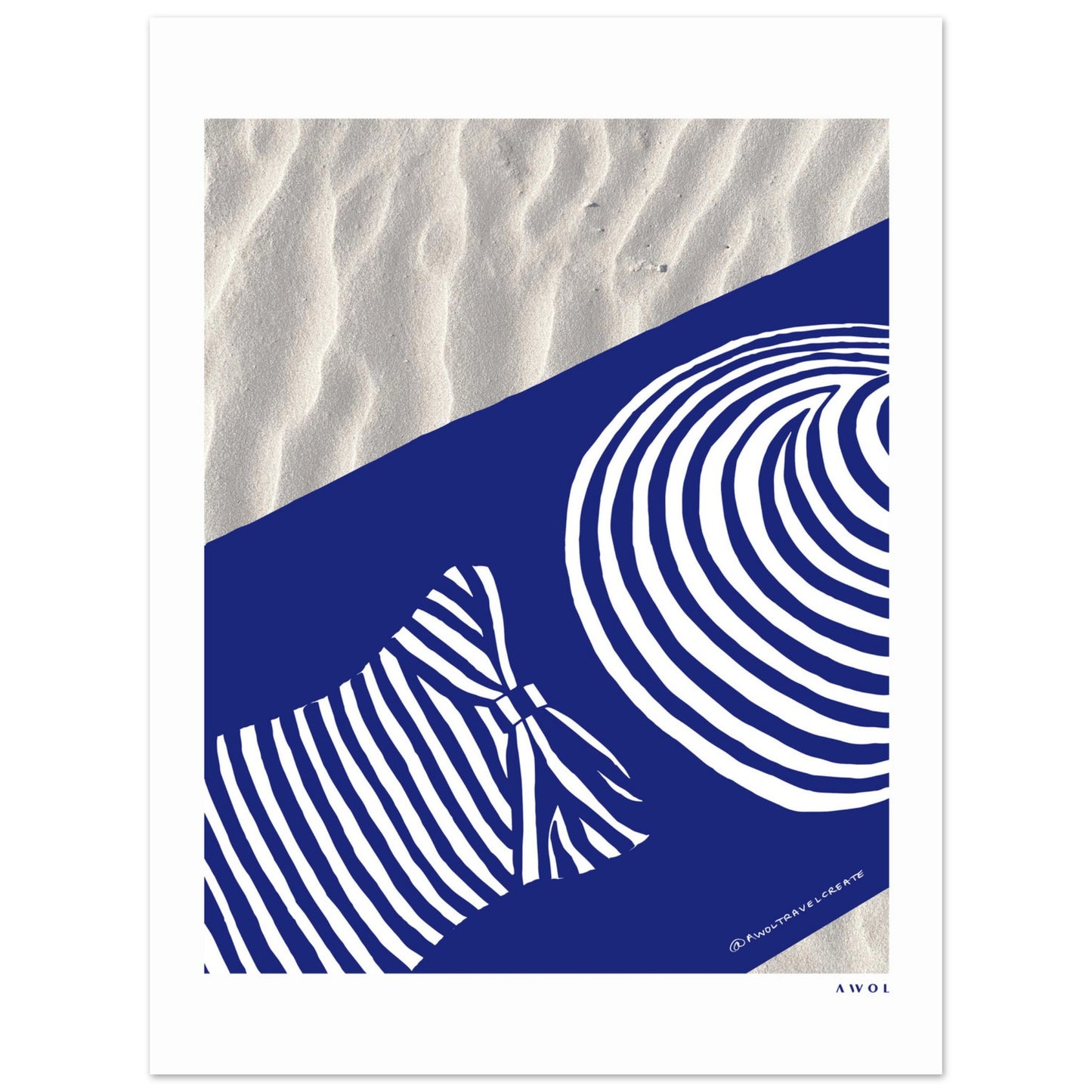 Woman In Oversized Blue Striped Hat Tanning On The Beach: Vacation Vibes Classic Matte Paper Poster