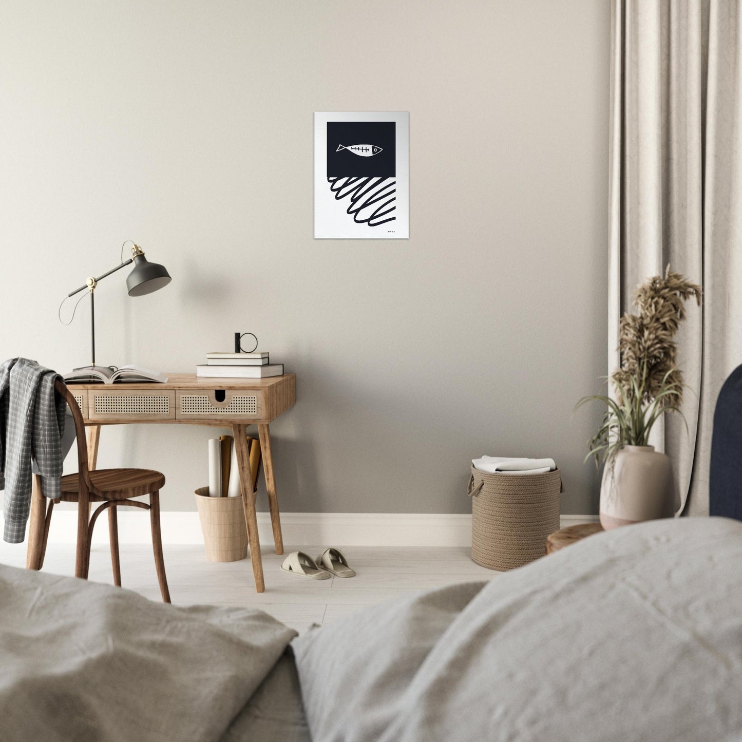 Minimalist Fish In Nordic Waters: Scandi Love Canvas Art Print
